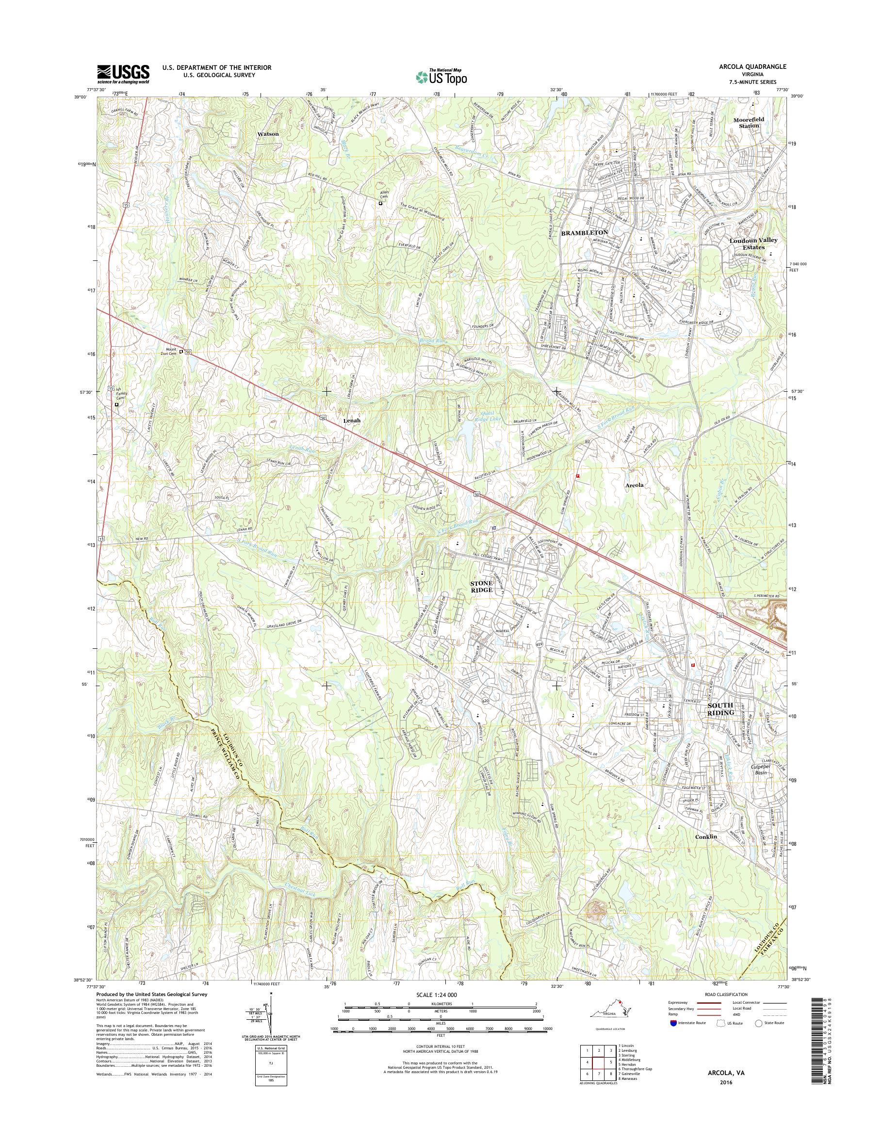 MyTopo Arcola, Virginia USGS Quad Topo Map