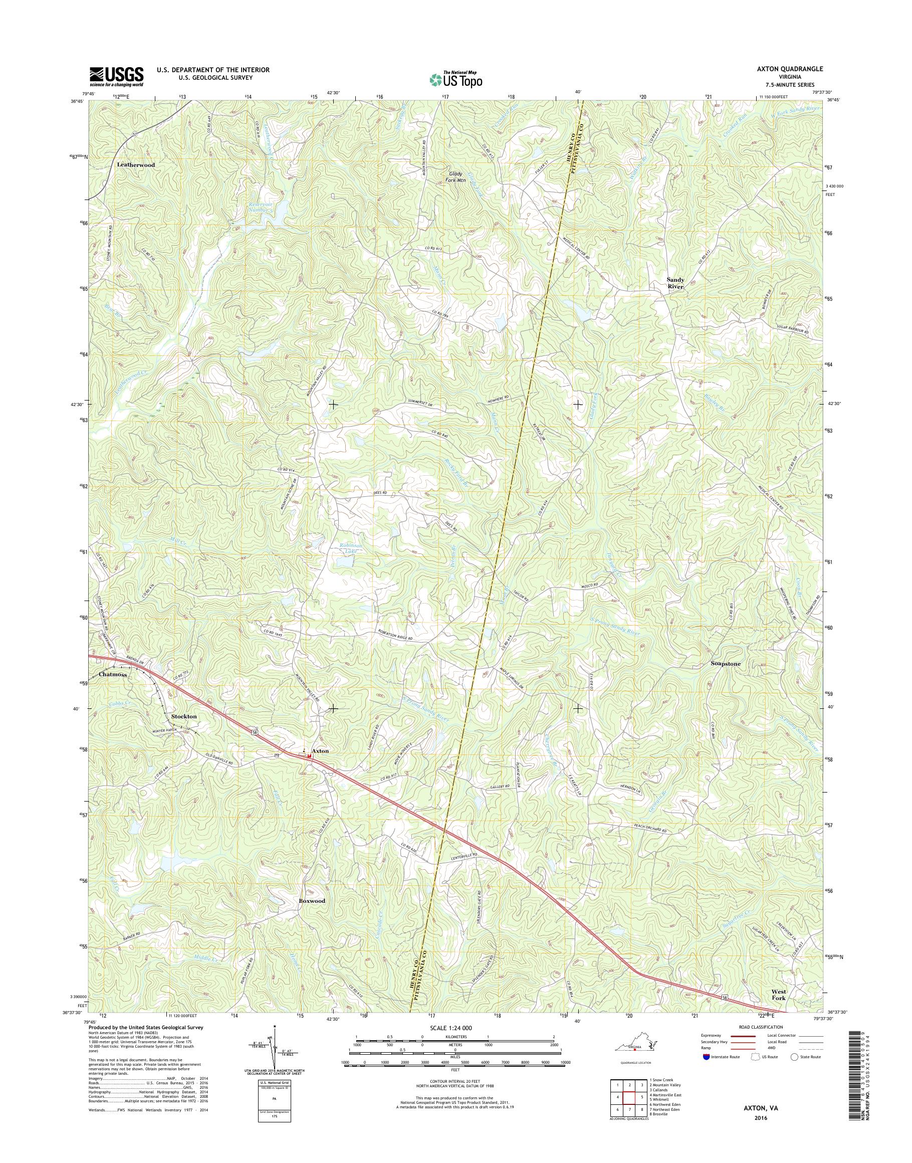 MyTopo Axton, Virginia USGS Quad Topo Map