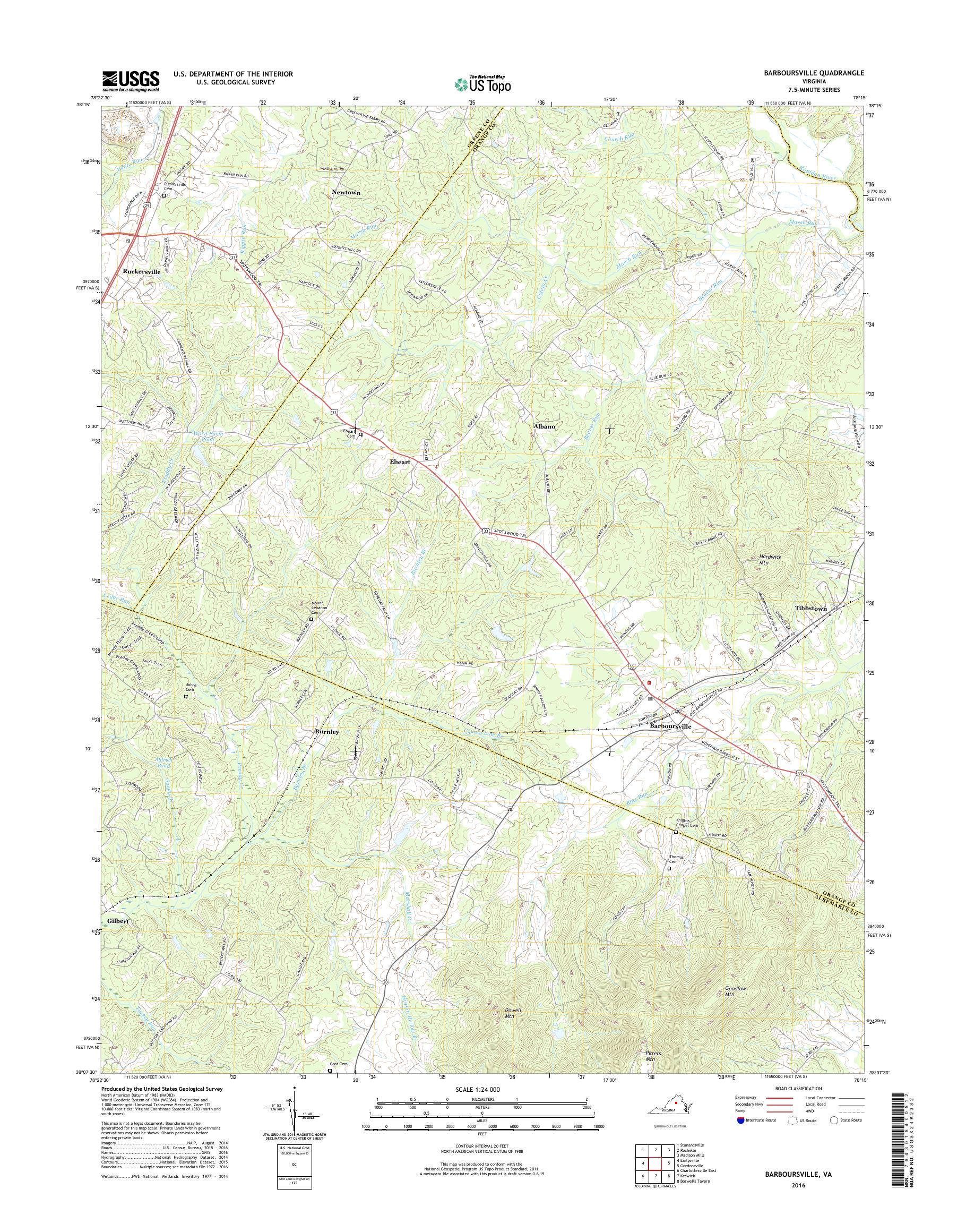 MyTopo Barboursville, Virginia USGS Quad Topo Map
