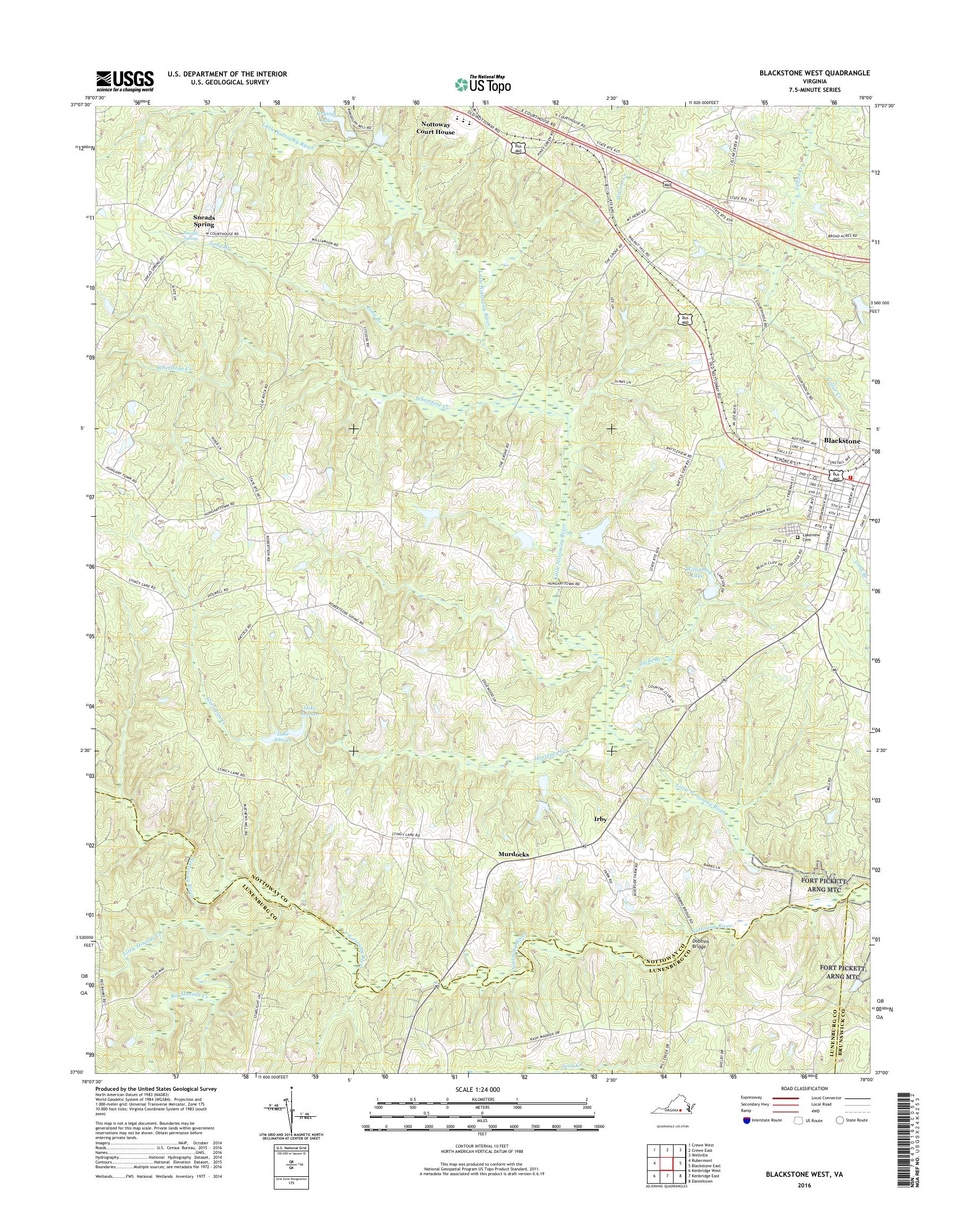 MyTopo Blackstone West, Virginia USGS Quad Topo Map