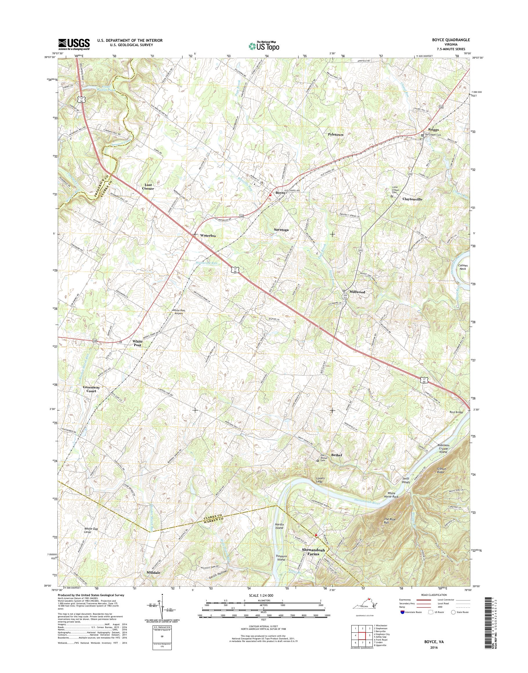 MyTopo Boyce, Virginia USGS Quad Topo Map