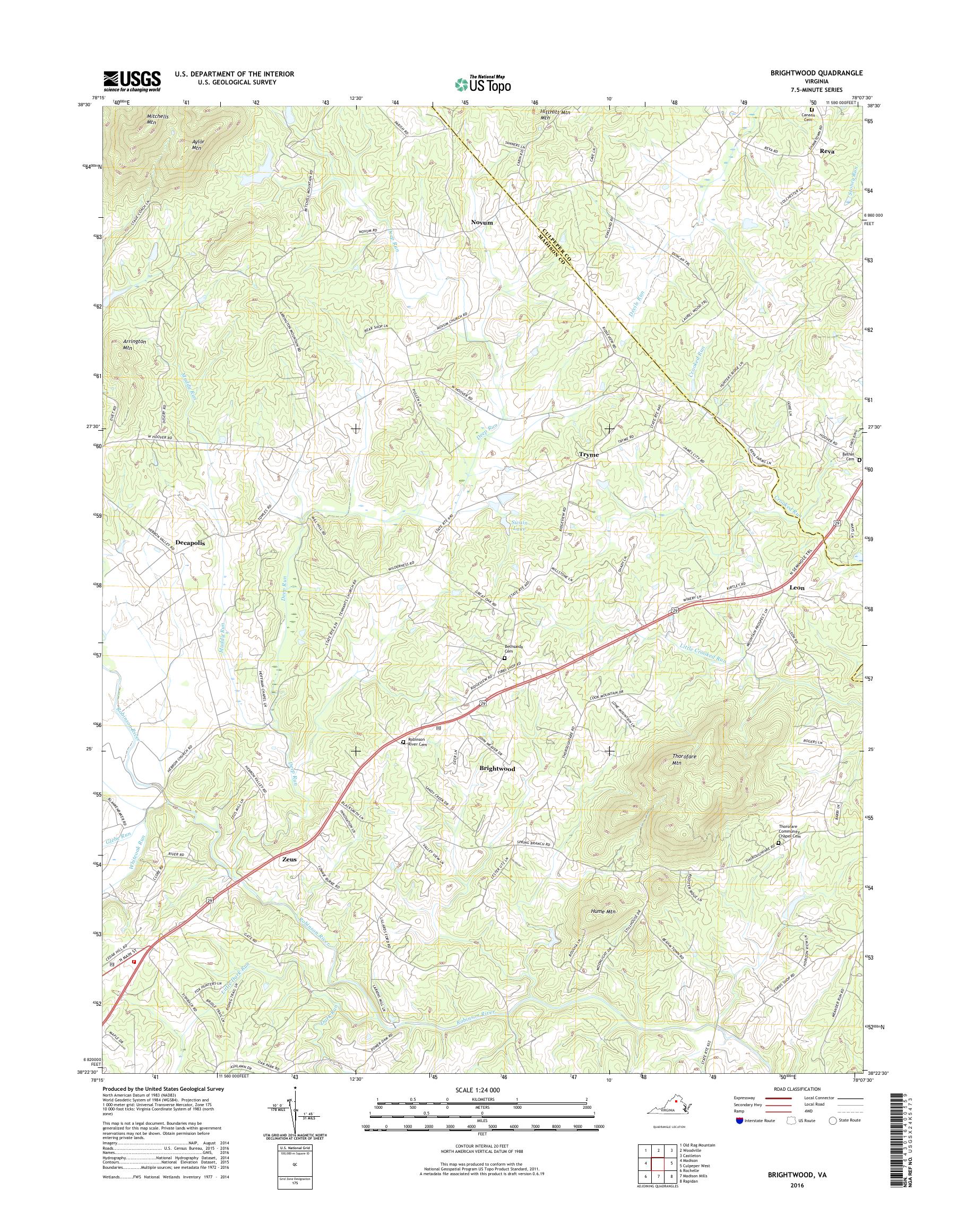 MyTopo Brightwood, Virginia USGS Quad Topo Map