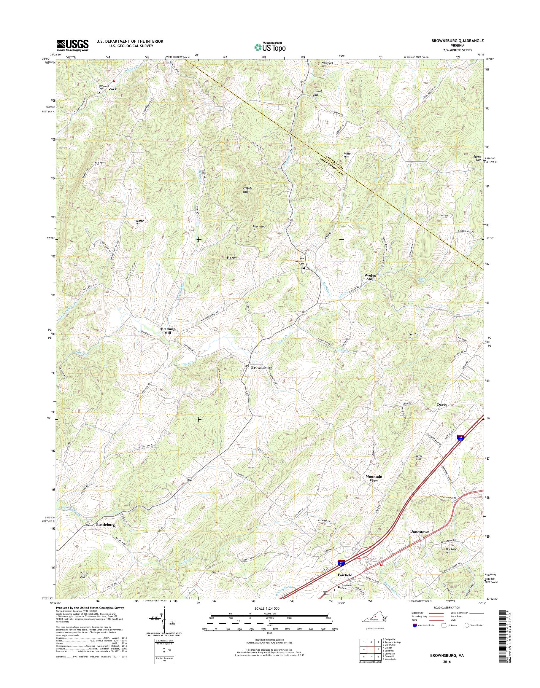MyTopo Brownsburg, Virginia USGS Quad Topo Map
