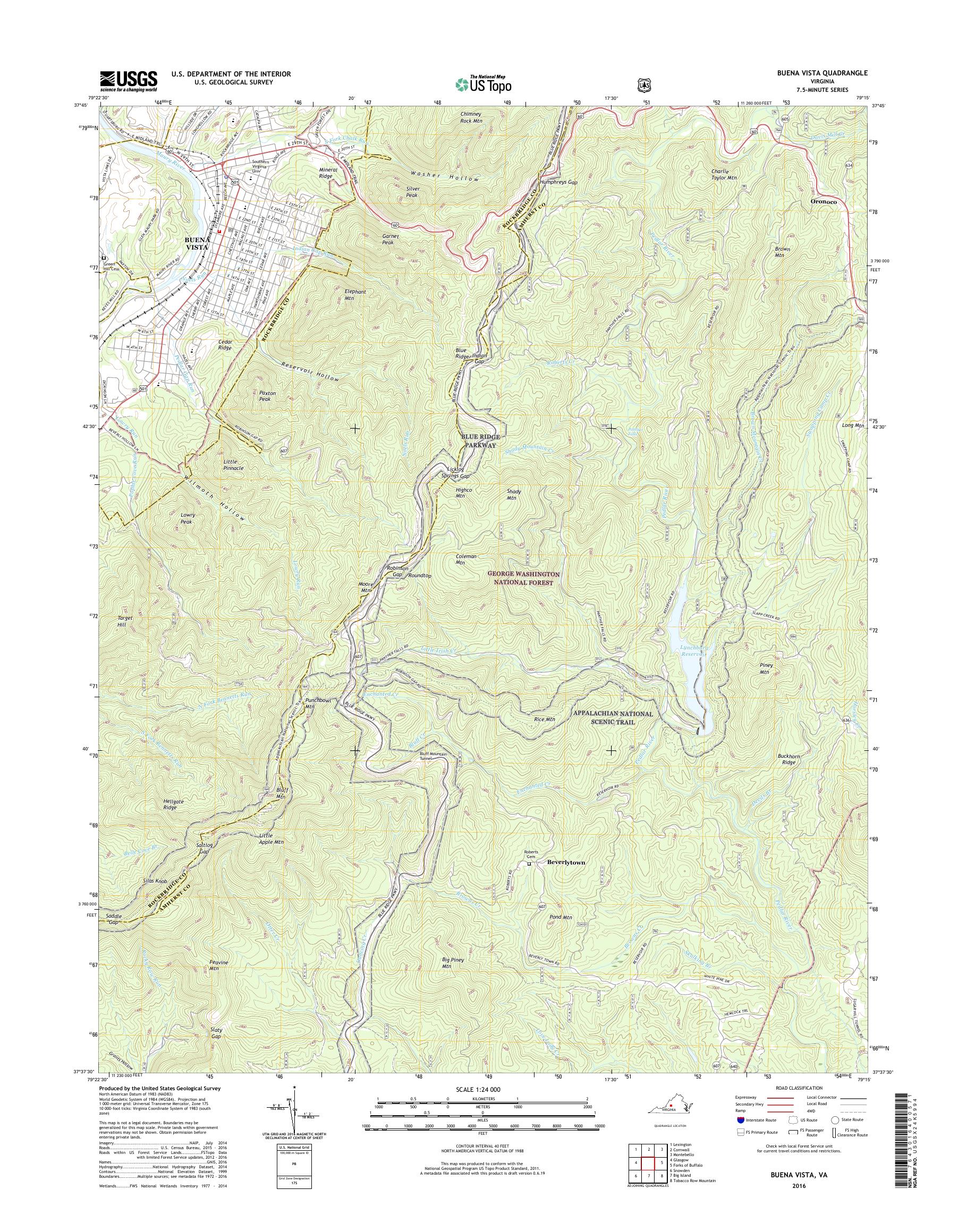 MyTopo Buena Vista, Virginia USGS Quad Topo Map