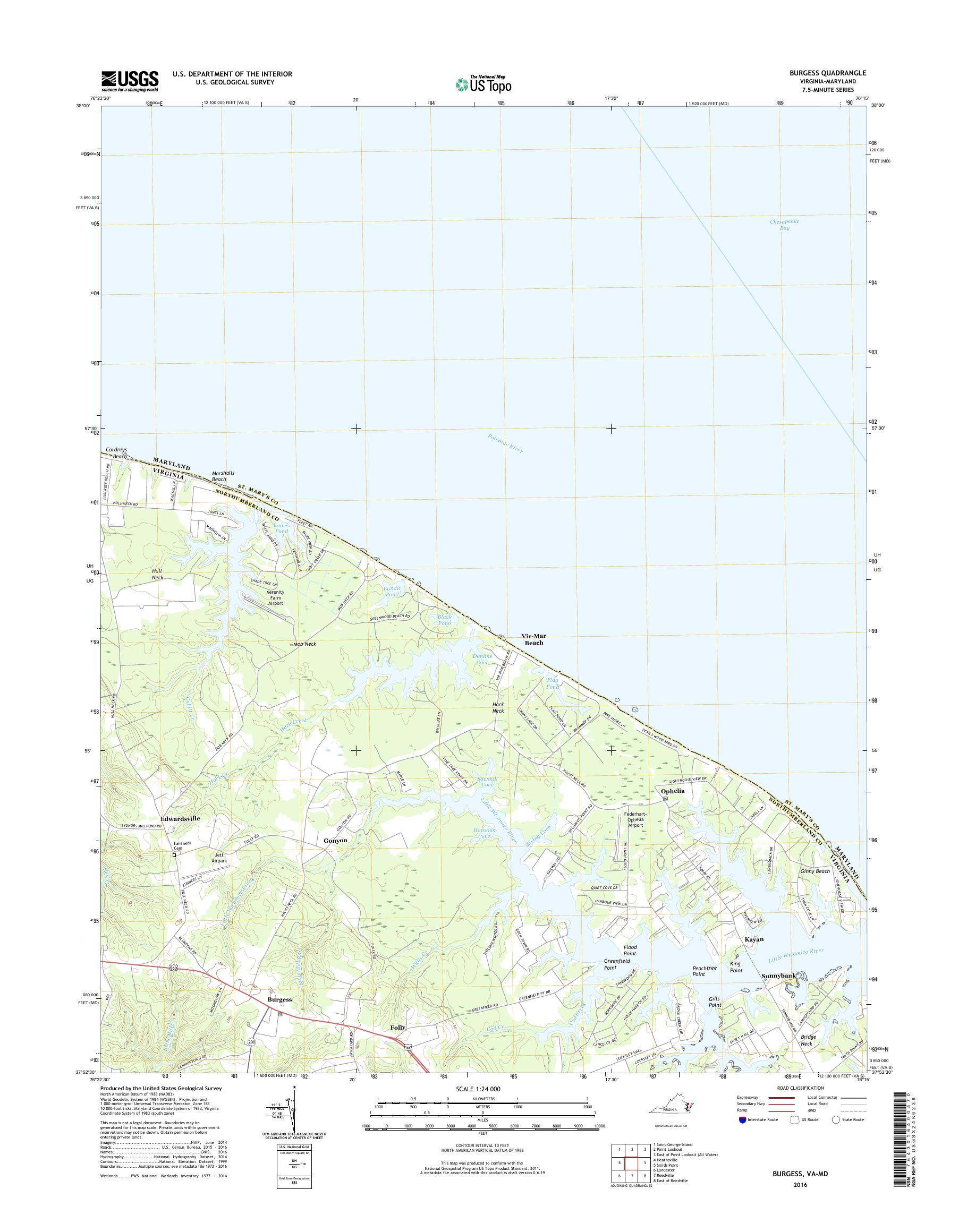 MyTopo Burgess, Virginia USGS Quad Topo Map