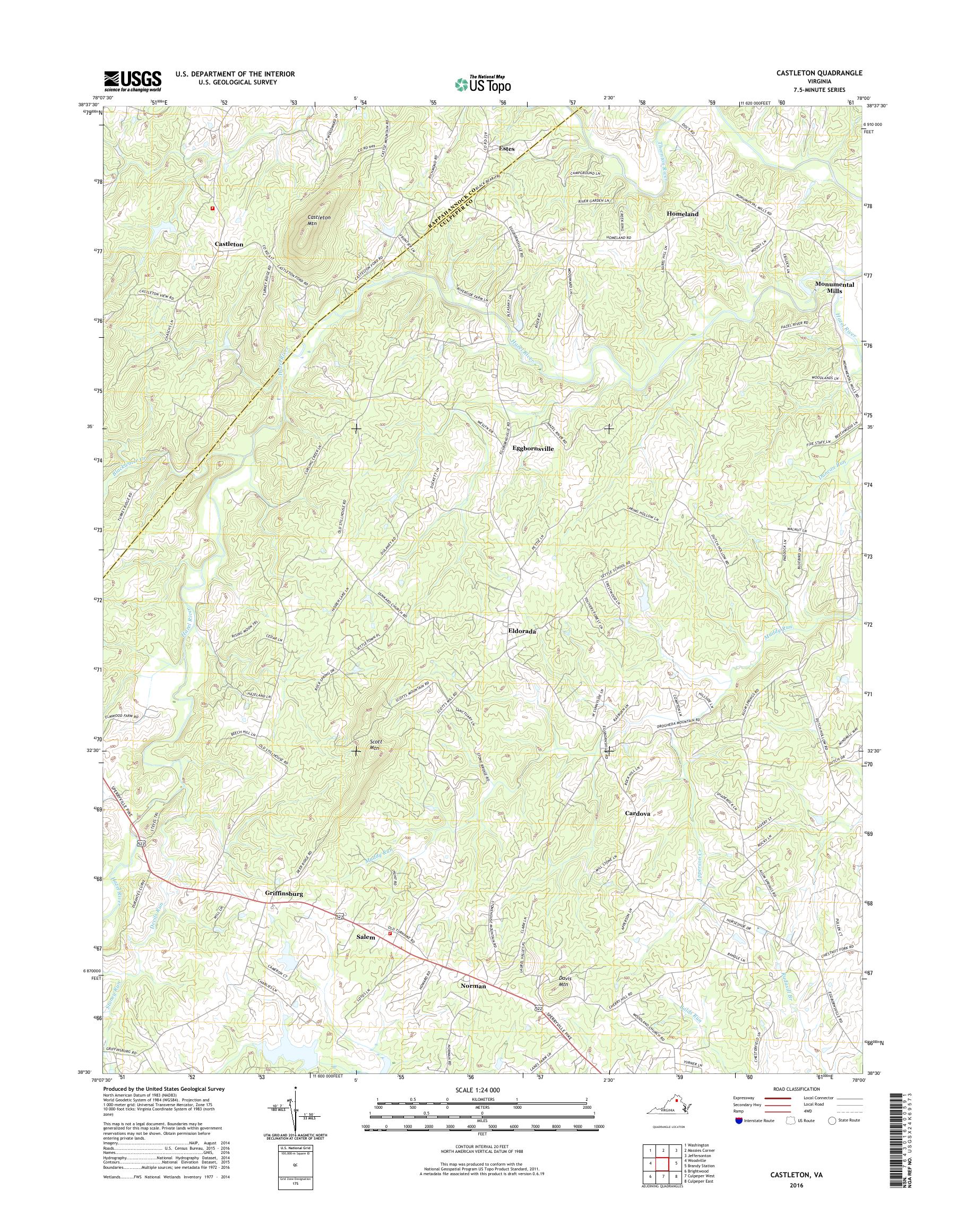 MyTopo Castleton, Virginia USGS Quad Topo Map