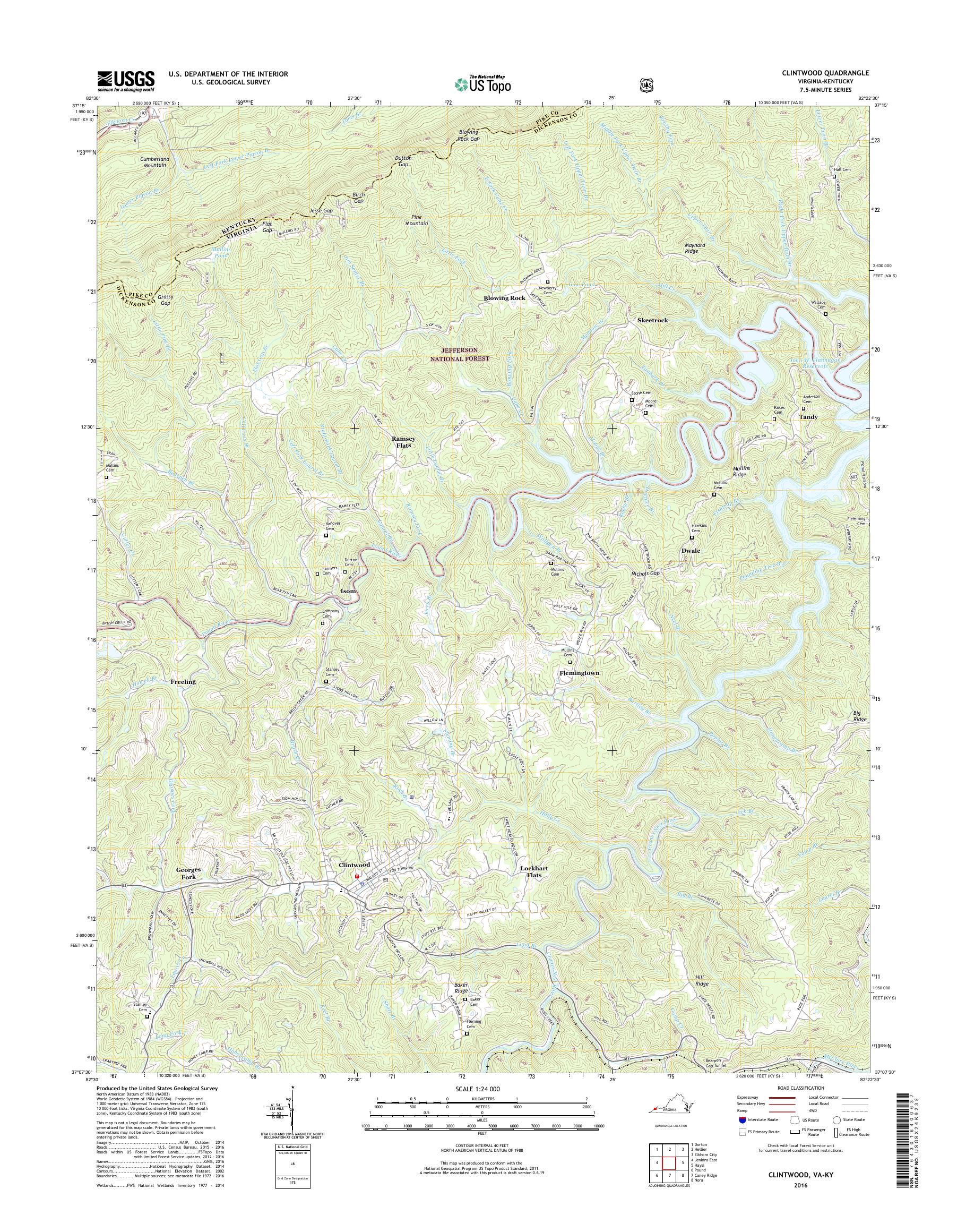 MyTopo Clintwood, Virginia USGS Quad Topo Map
