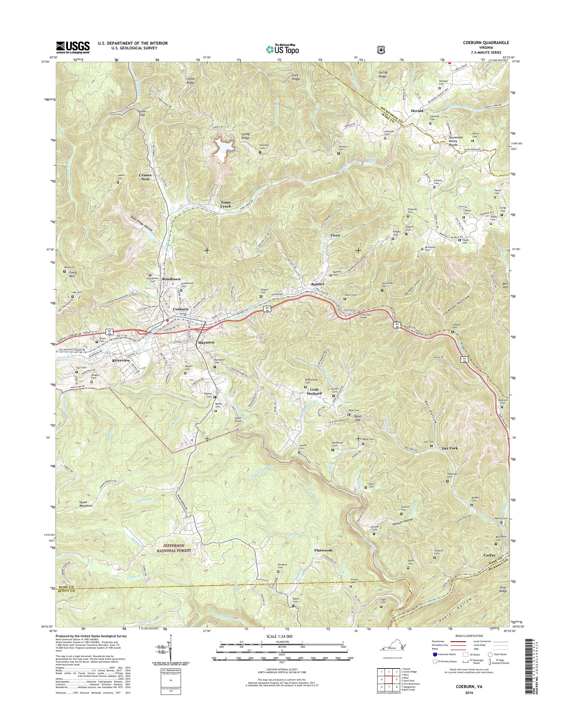 MyTopo Coeburn, Virginia USGS Quad Topo Map