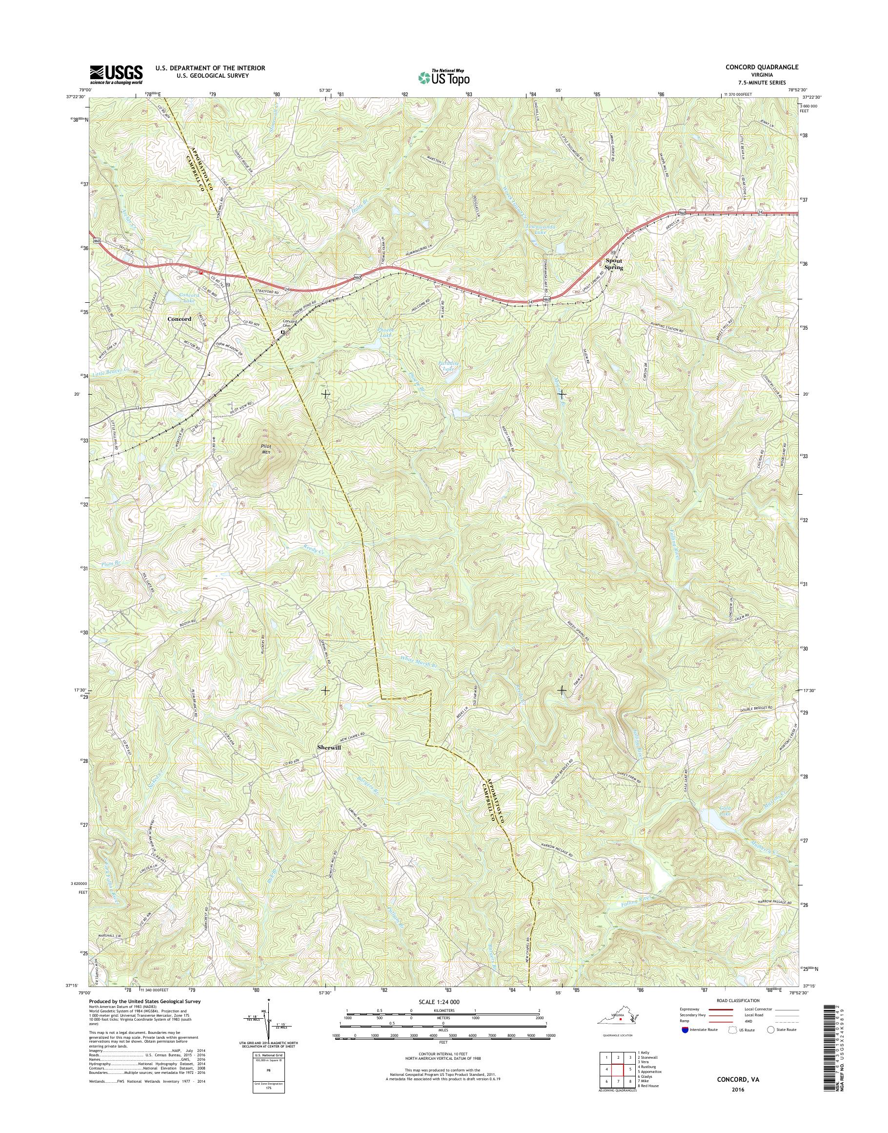 MyTopo Concord, Virginia USGS Quad Topo Map