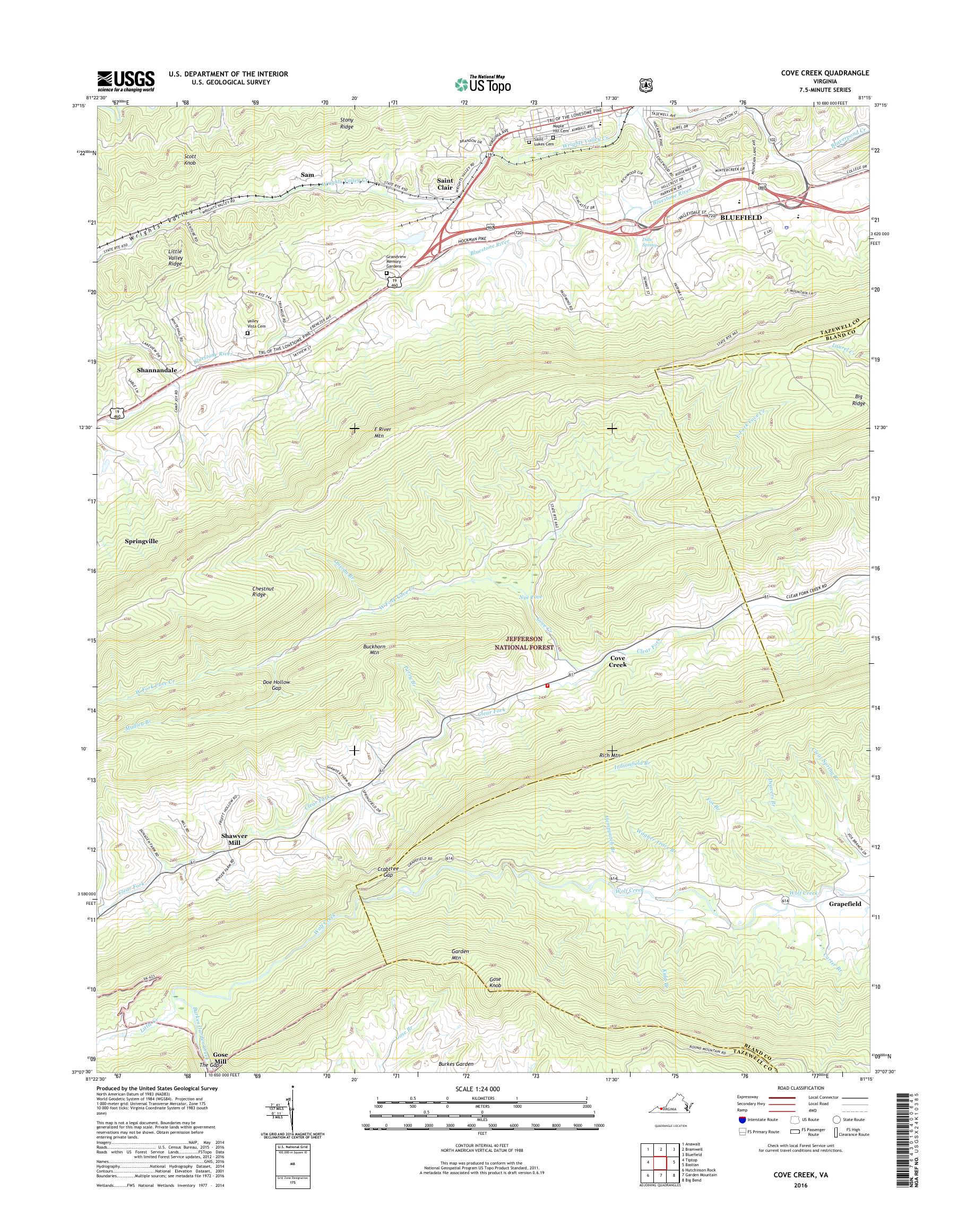MyTopo Cove Creek, Virginia USGS Quad Topo Map