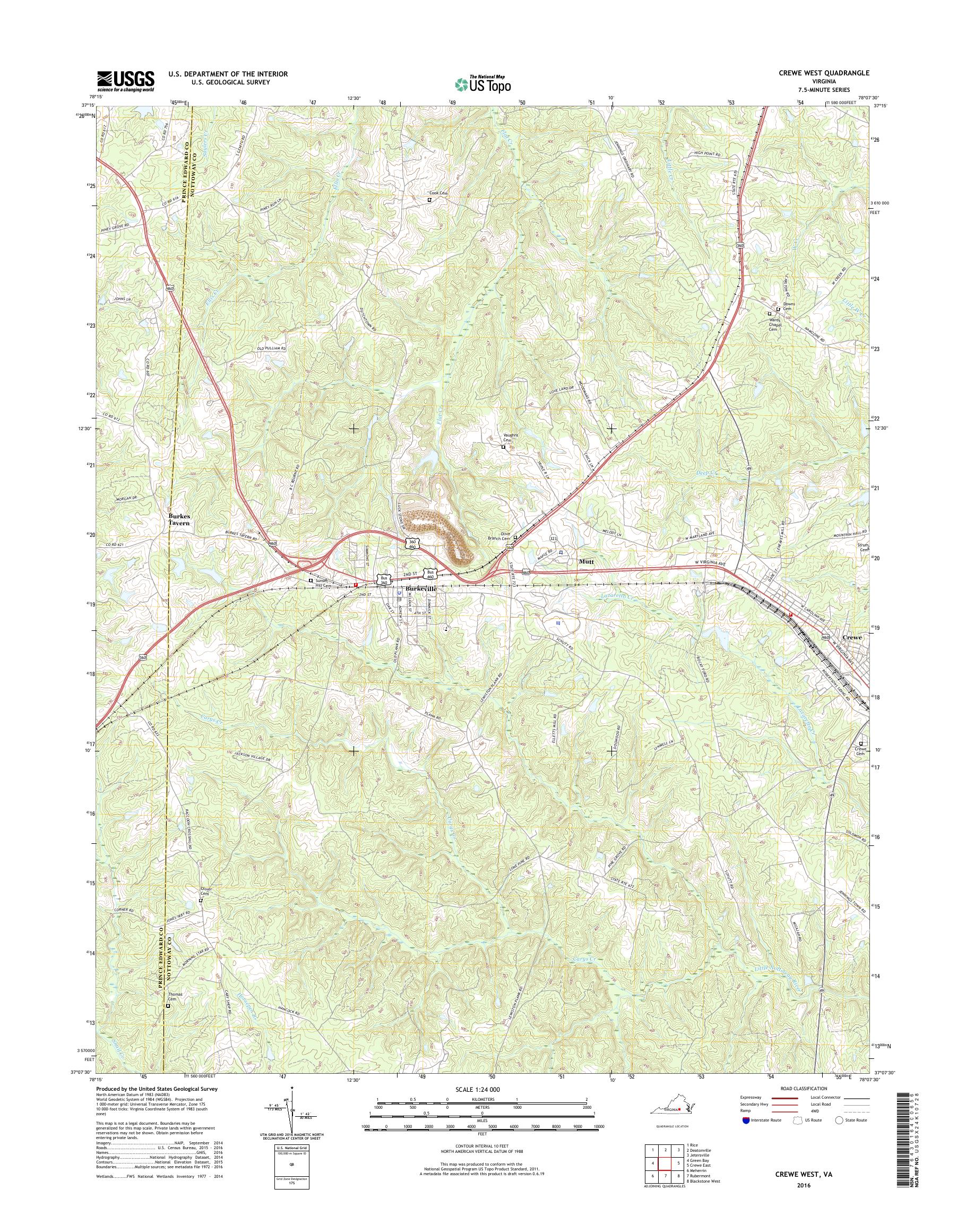 MyTopo Crewe West, Virginia USGS Quad Topo Map