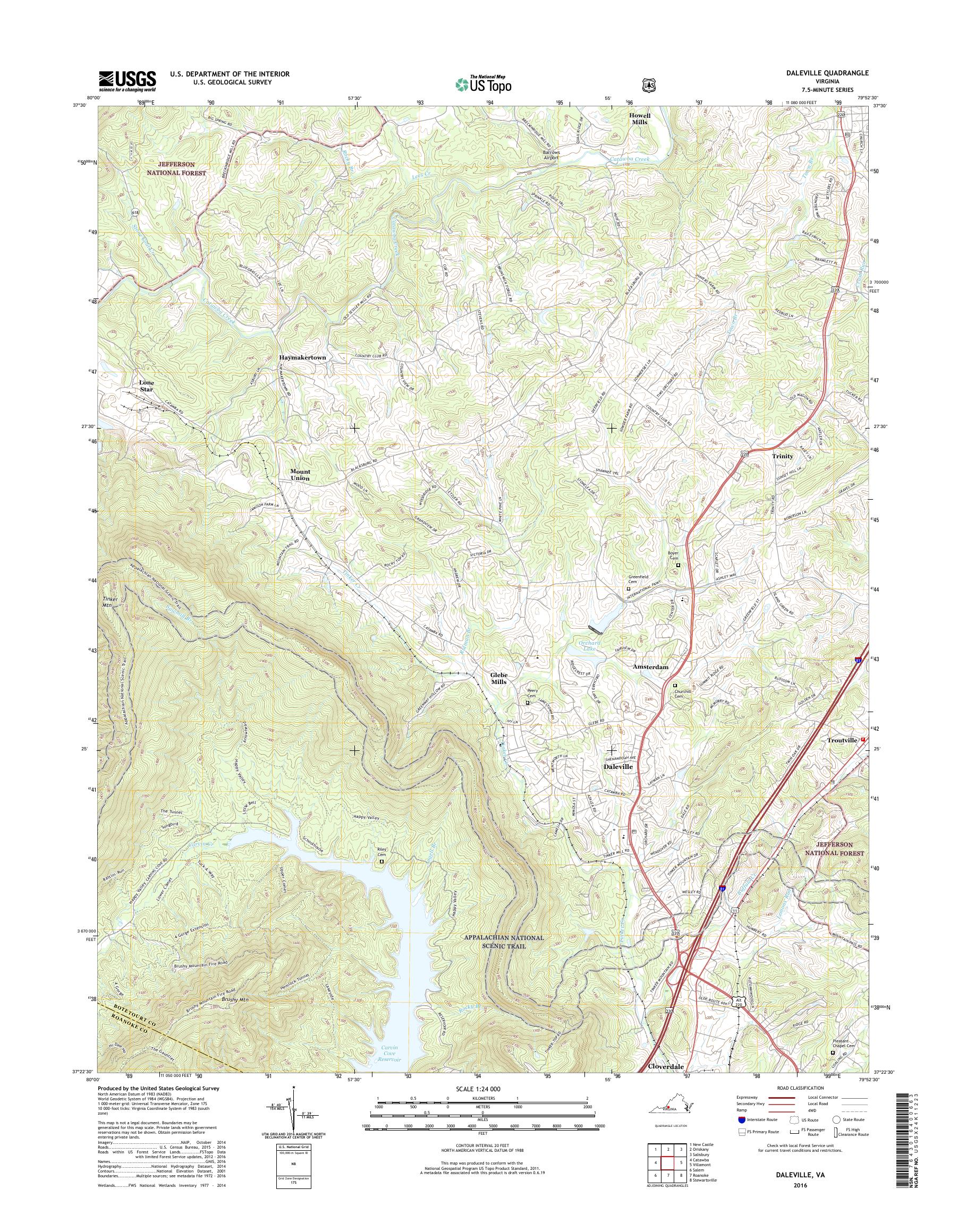 MyTopo Daleville, Virginia USGS Quad Topo Map
