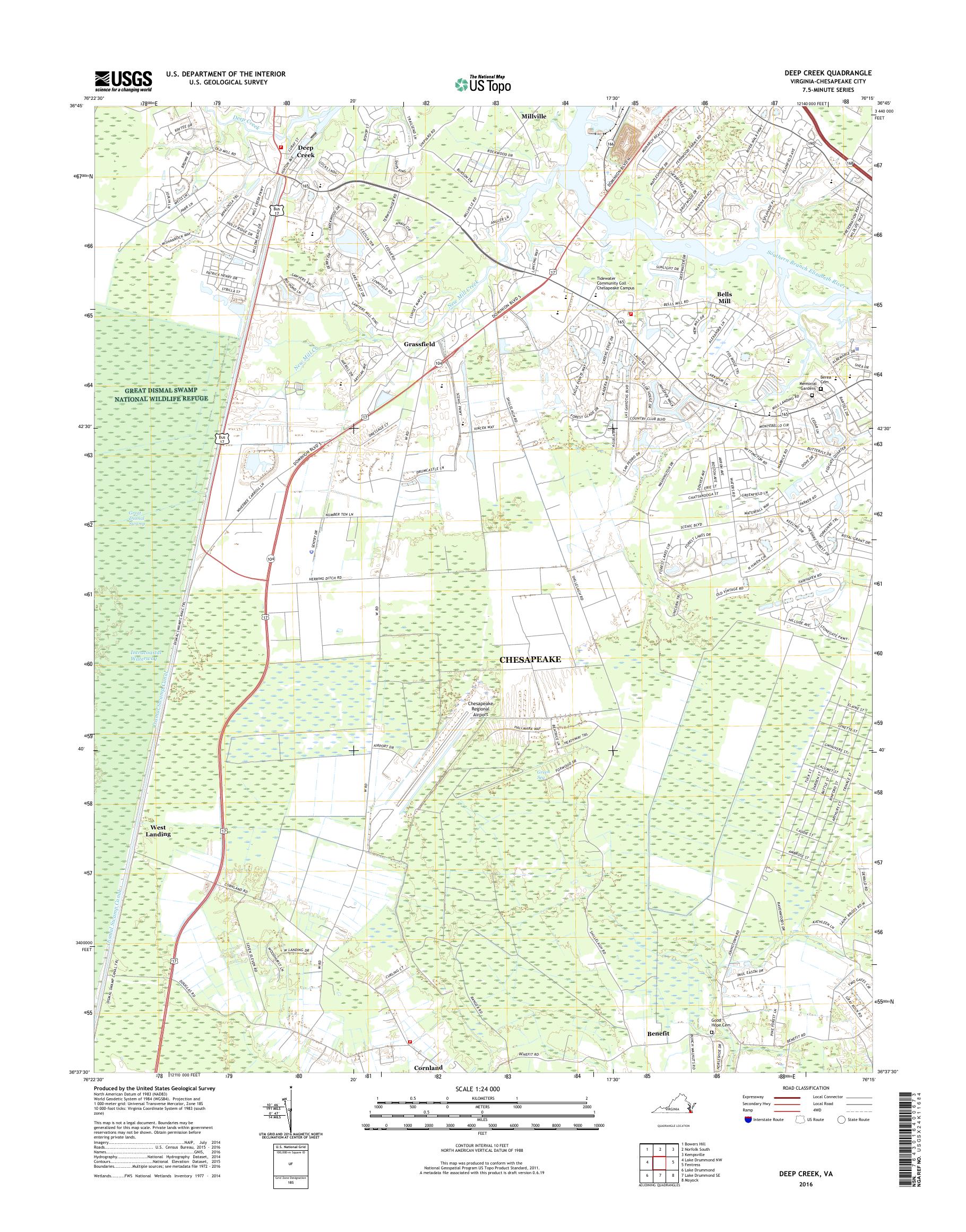 MyTopo Deep Creek, Virginia USGS Quad Topo Map