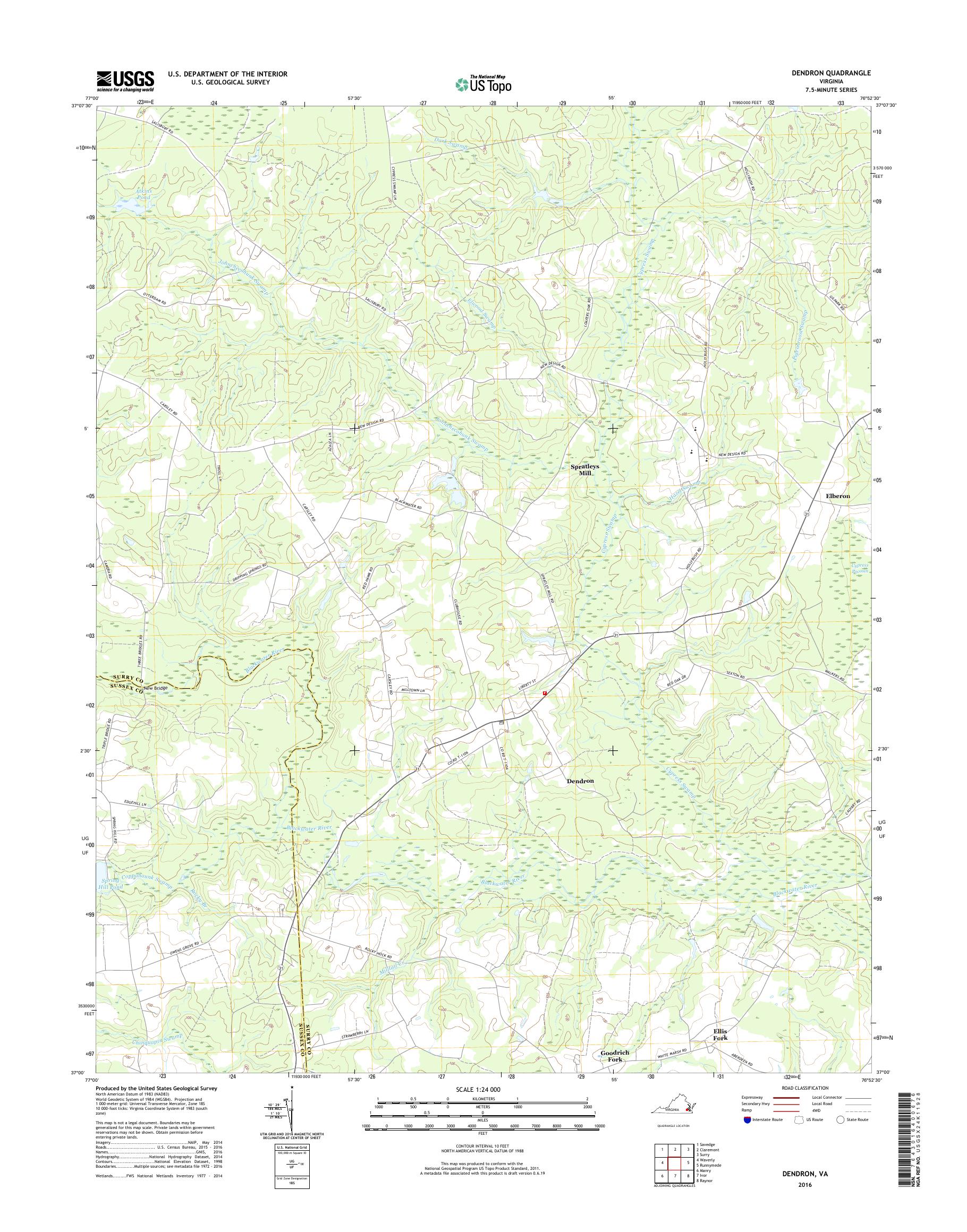 MyTopo Dendron, Virginia USGS Quad Topo Map