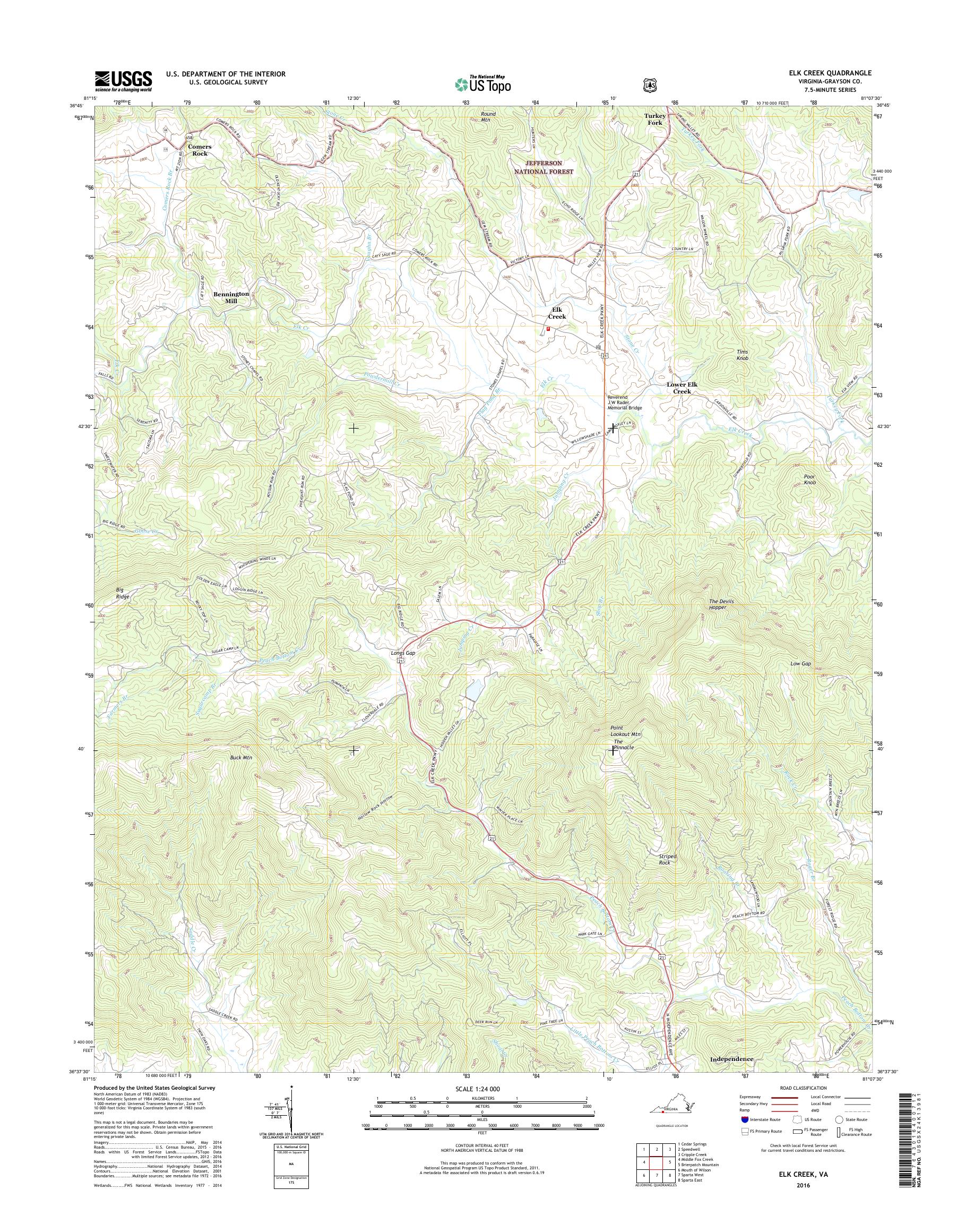 MyTopo Elk Creek, Virginia USGS Quad Topo Map