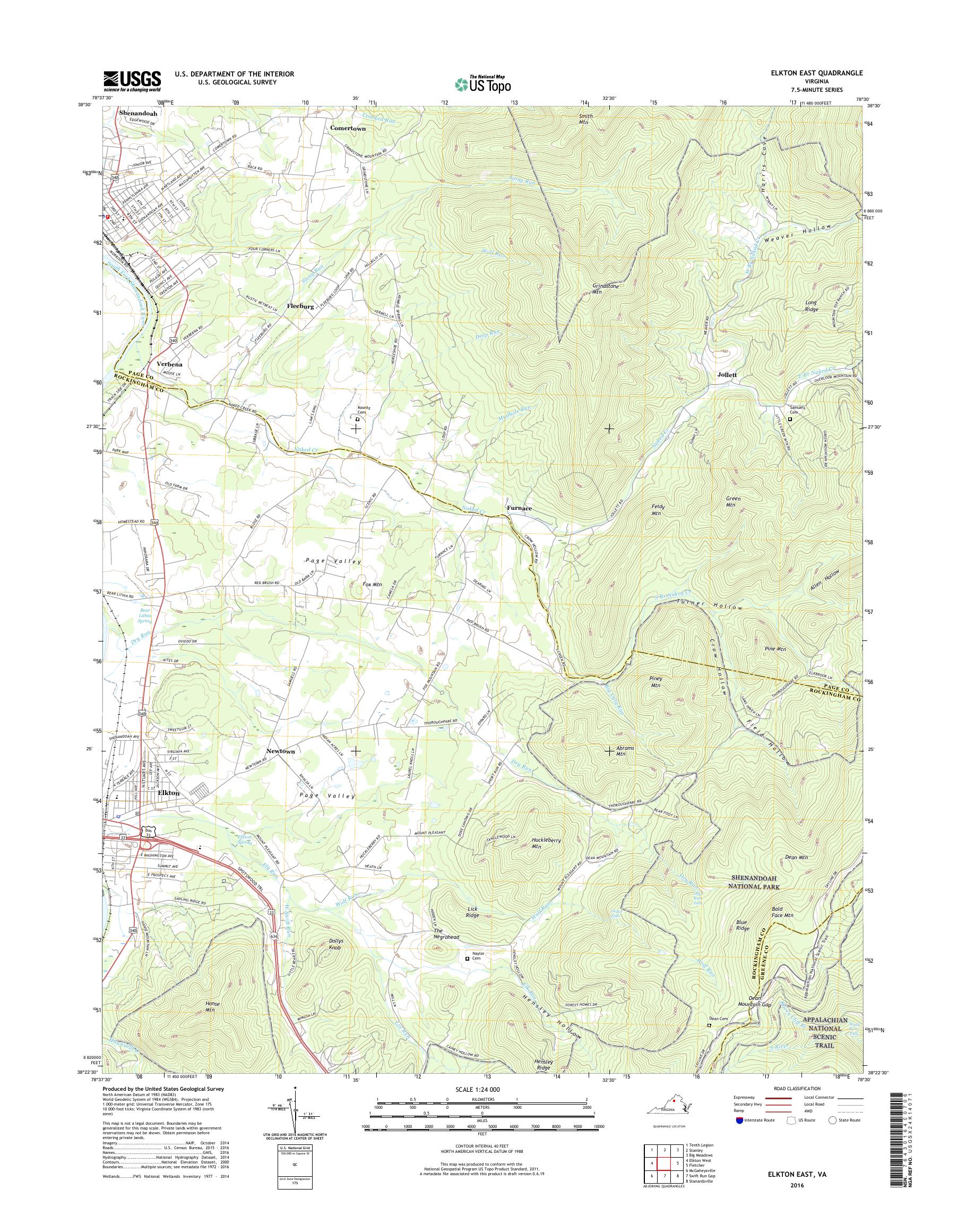 MyTopo Elkton East, Virginia USGS Quad Topo Map