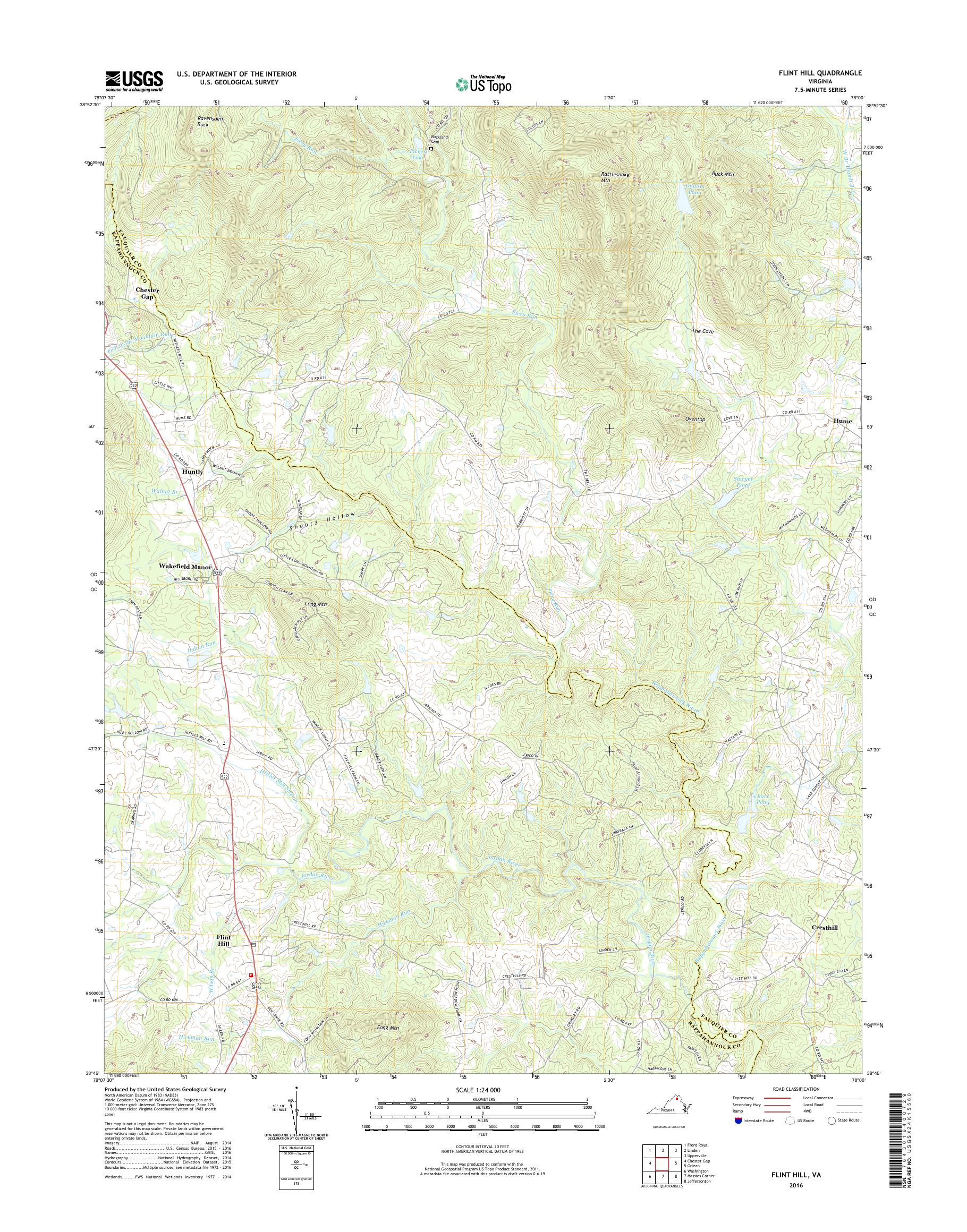 MyTopo Flint Hill, Virginia USGS Quad Topo Map
