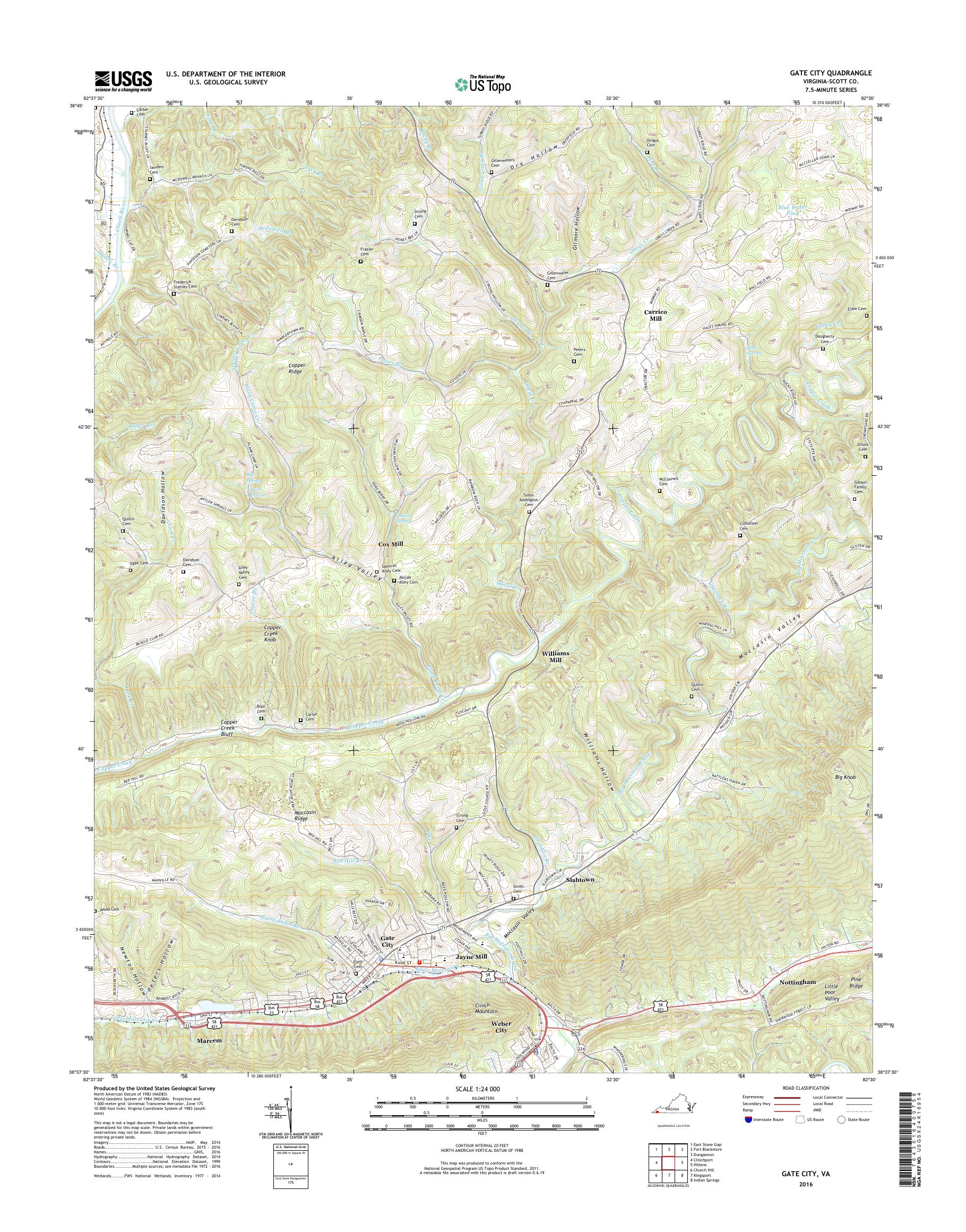 MyTopo Gate City, Virginia USGS Quad Topo Map