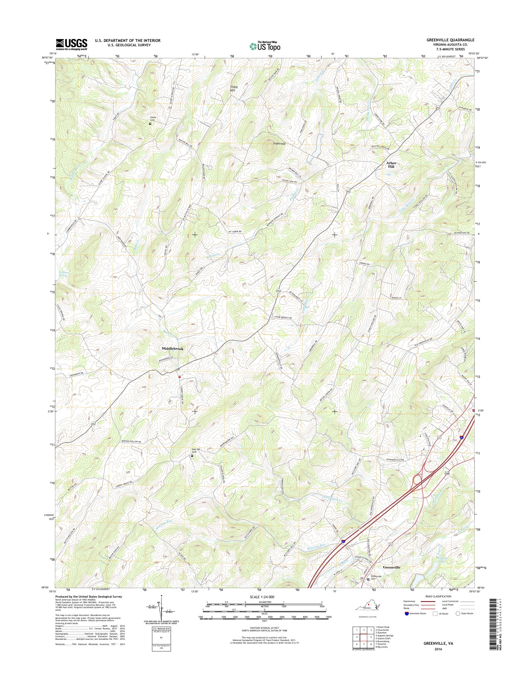 MyTopo Greenville, Virginia USGS Quad Topo Map