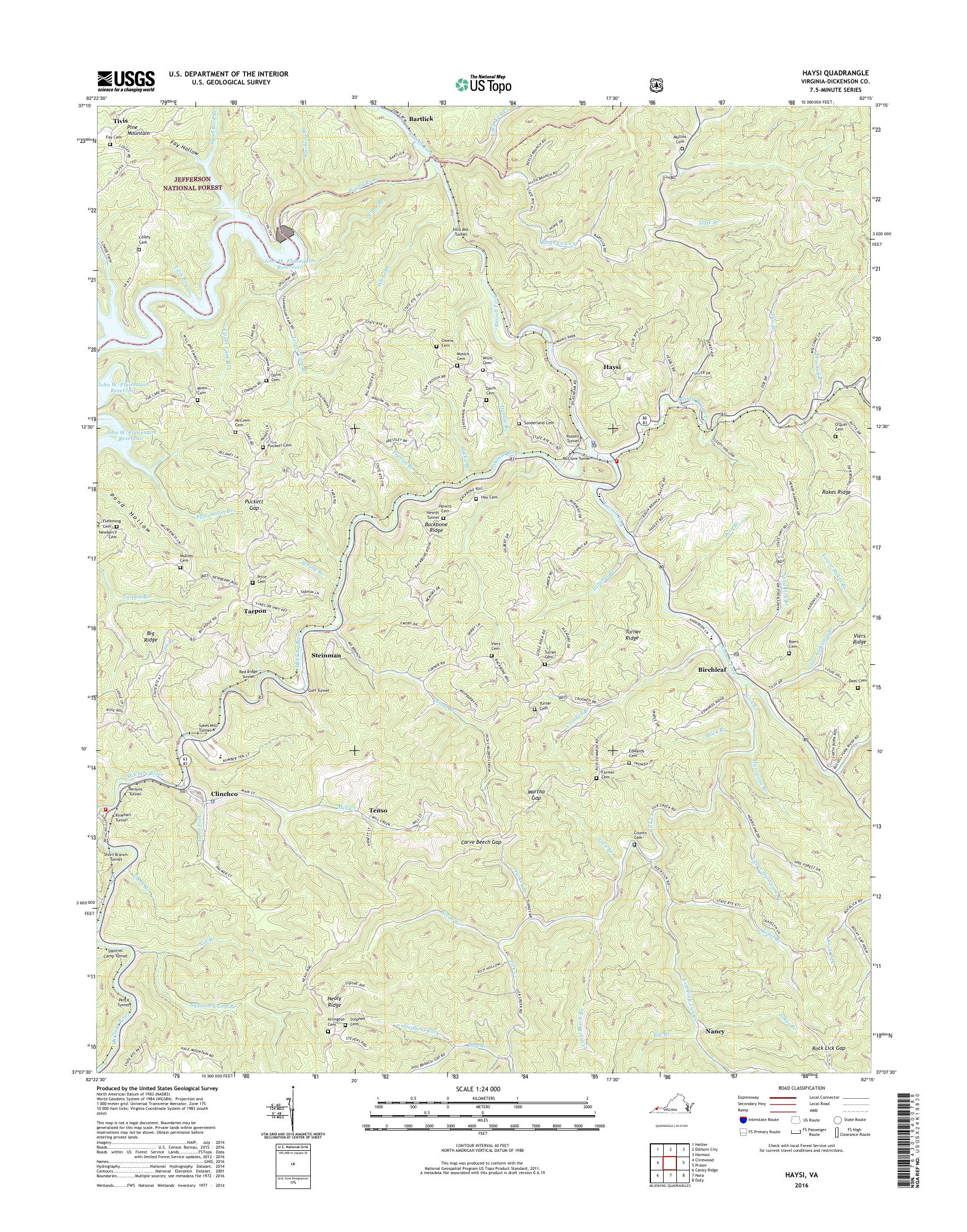 MyTopo Haysi, Virginia USGS Quad Topo Map