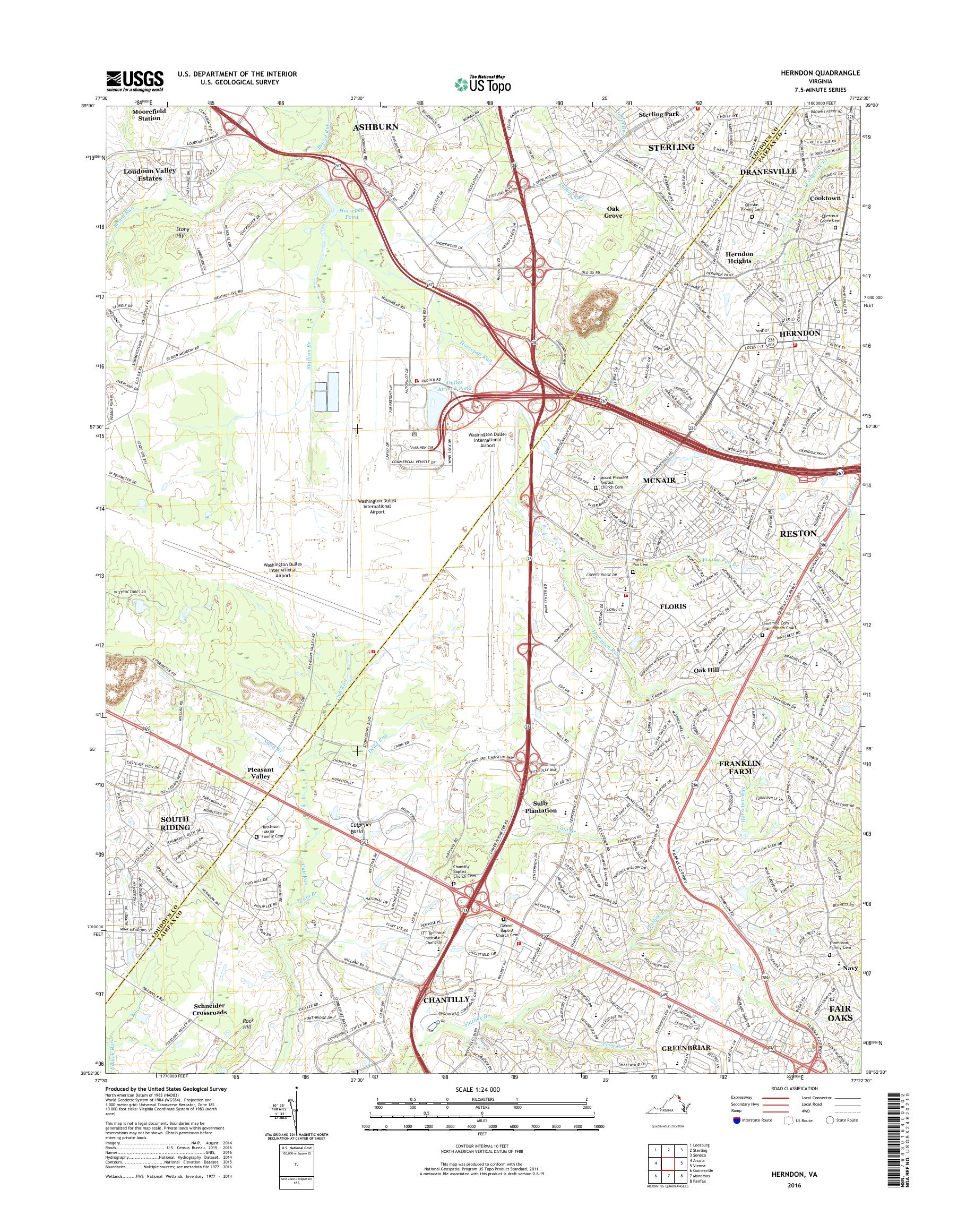 MyTopo Herndon, Virginia USGS Quad Topo Map