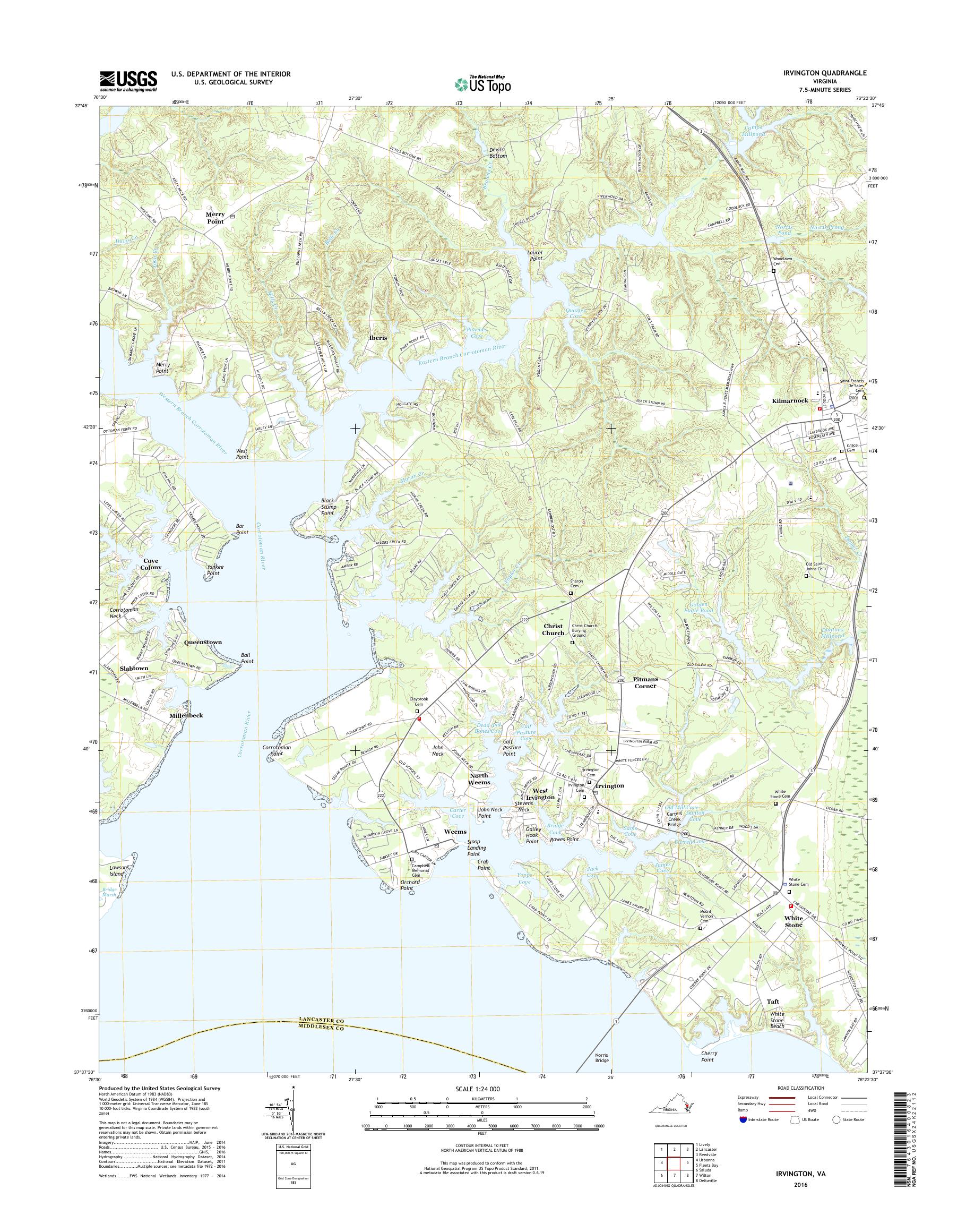 MyTopo Irvington, Virginia USGS Quad Topo Map