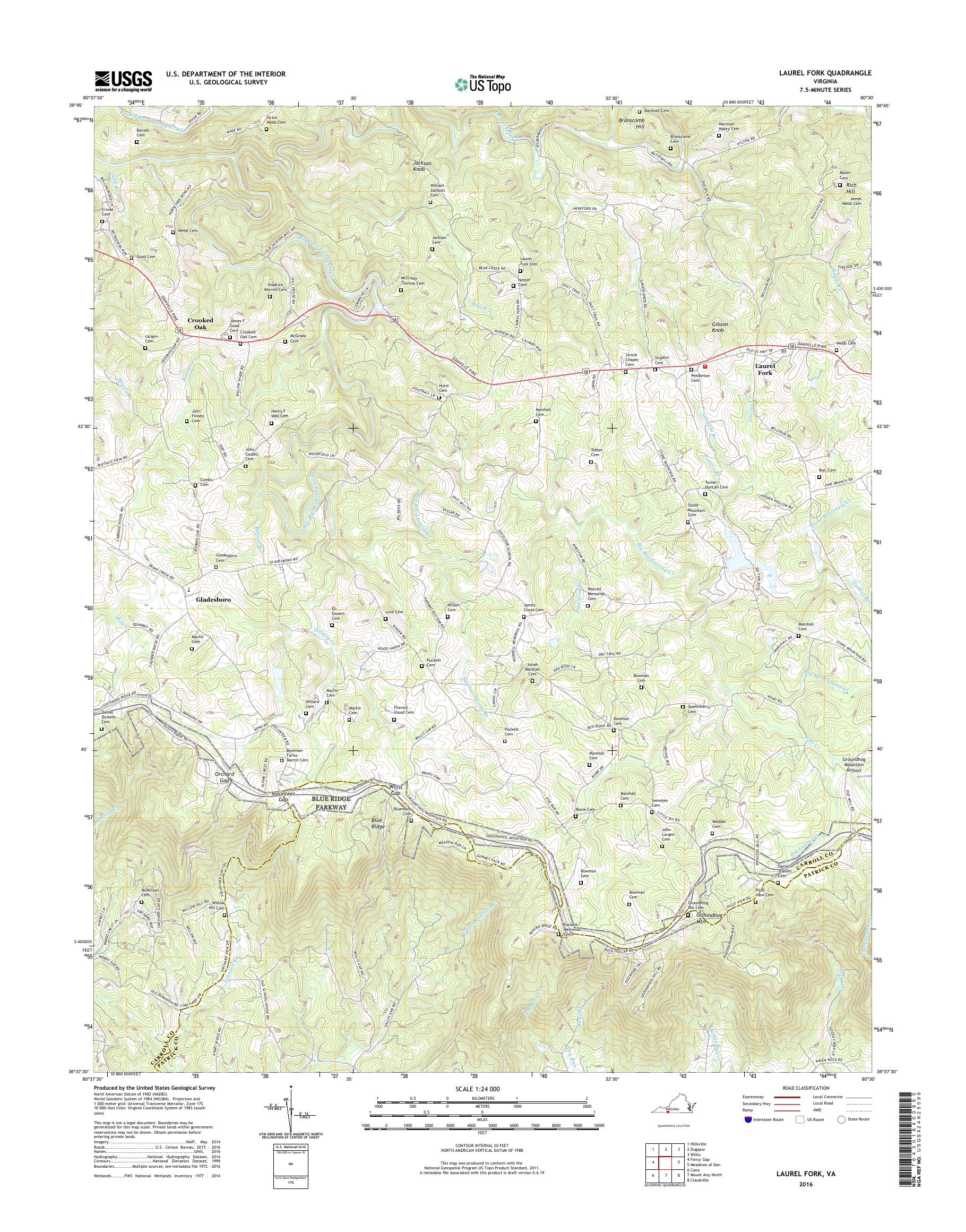 MyTopo Laurel Fork, Virginia USGS Quad Topo Map