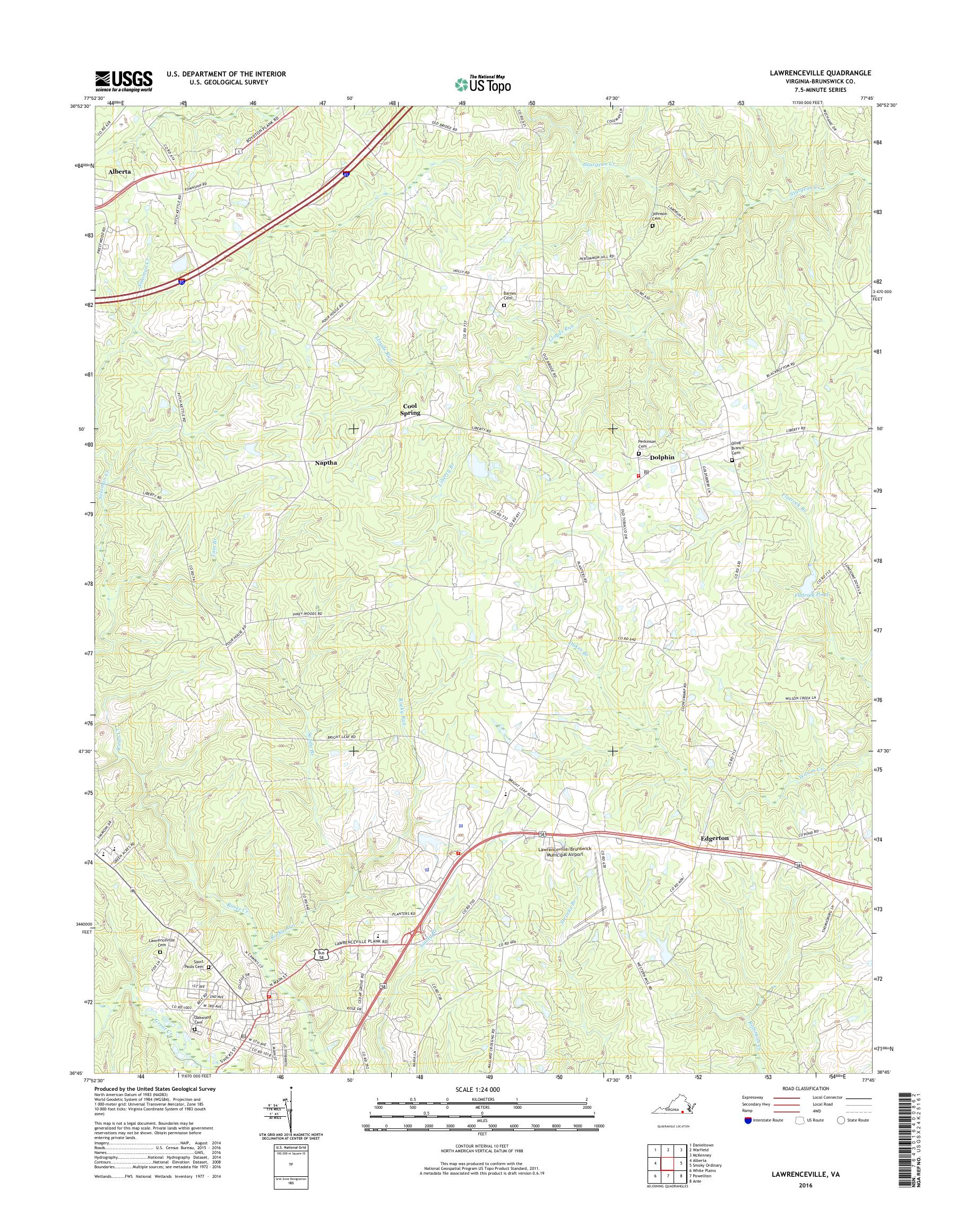 MyTopo Lawrenceville, Virginia USGS Quad Topo Map