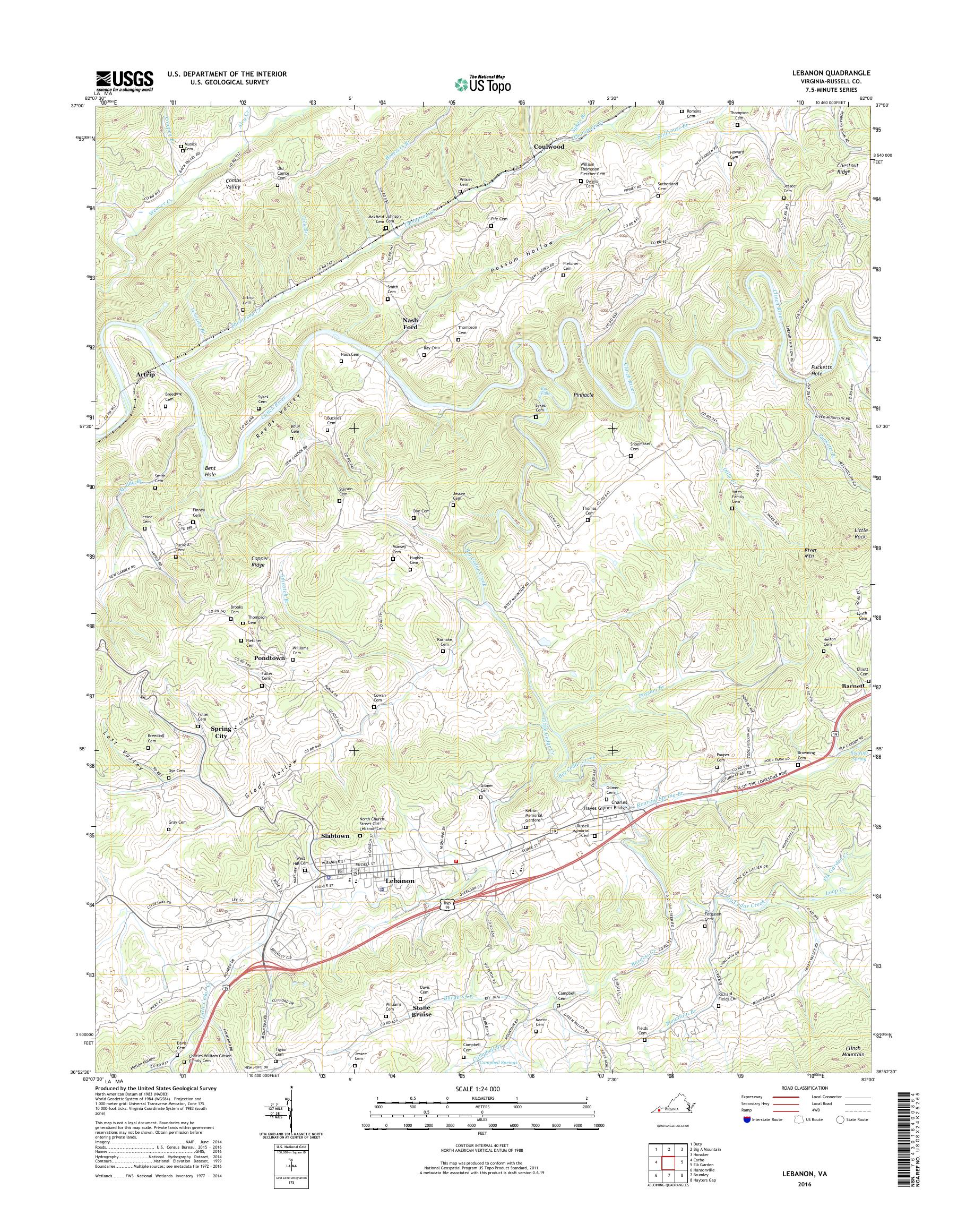 MyTopo Lebanon, Virginia USGS Quad Topo Map