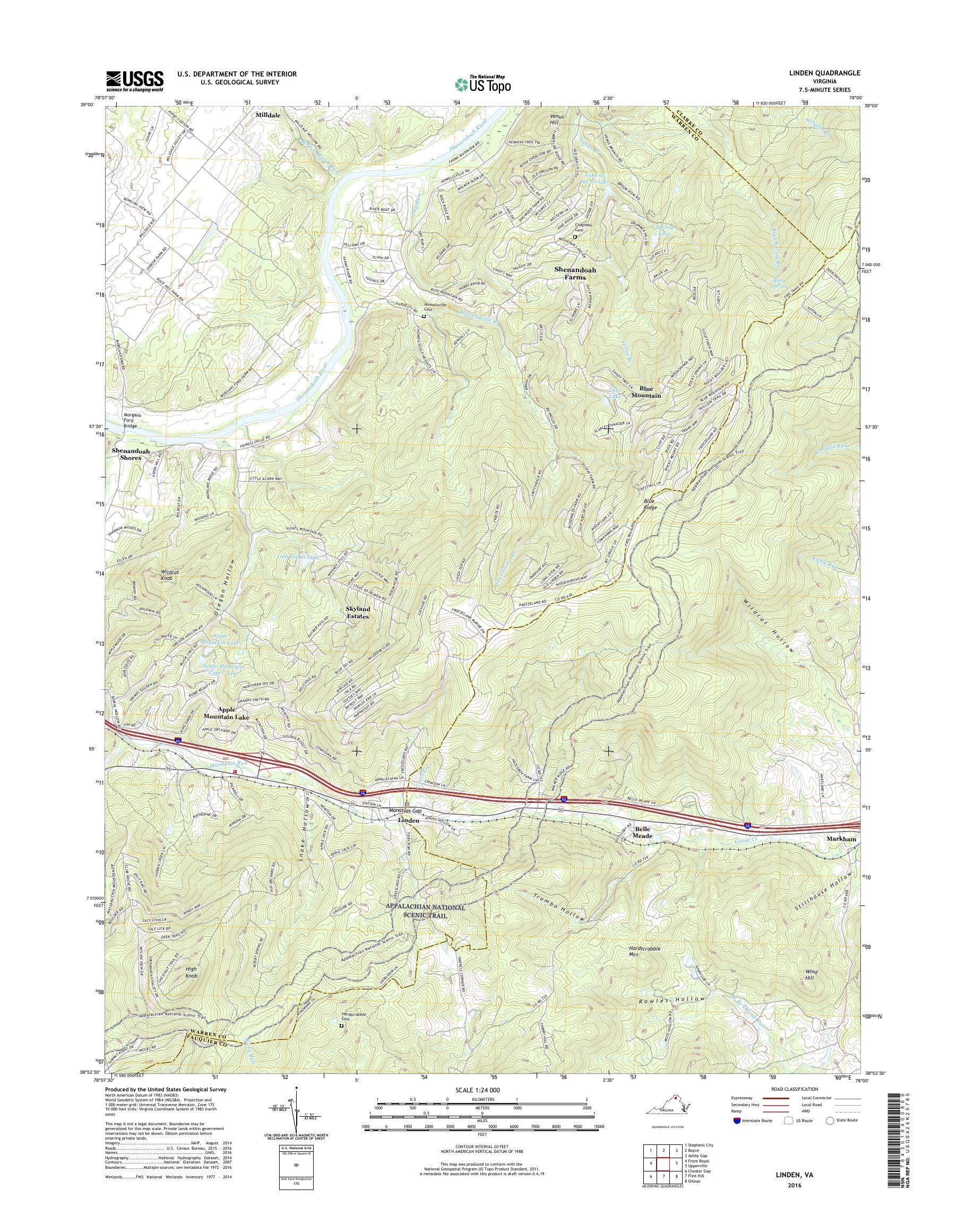 MyTopo Linden, Virginia USGS Quad Topo Map
