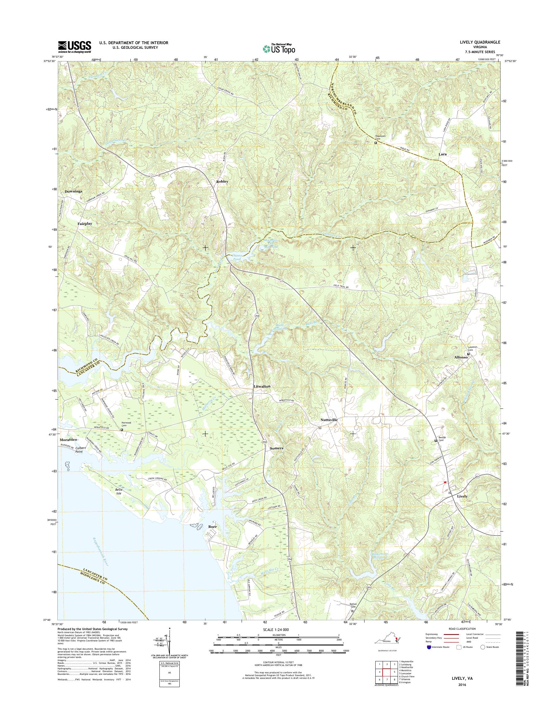 MyTopo Lively, Virginia USGS Quad Topo Map
