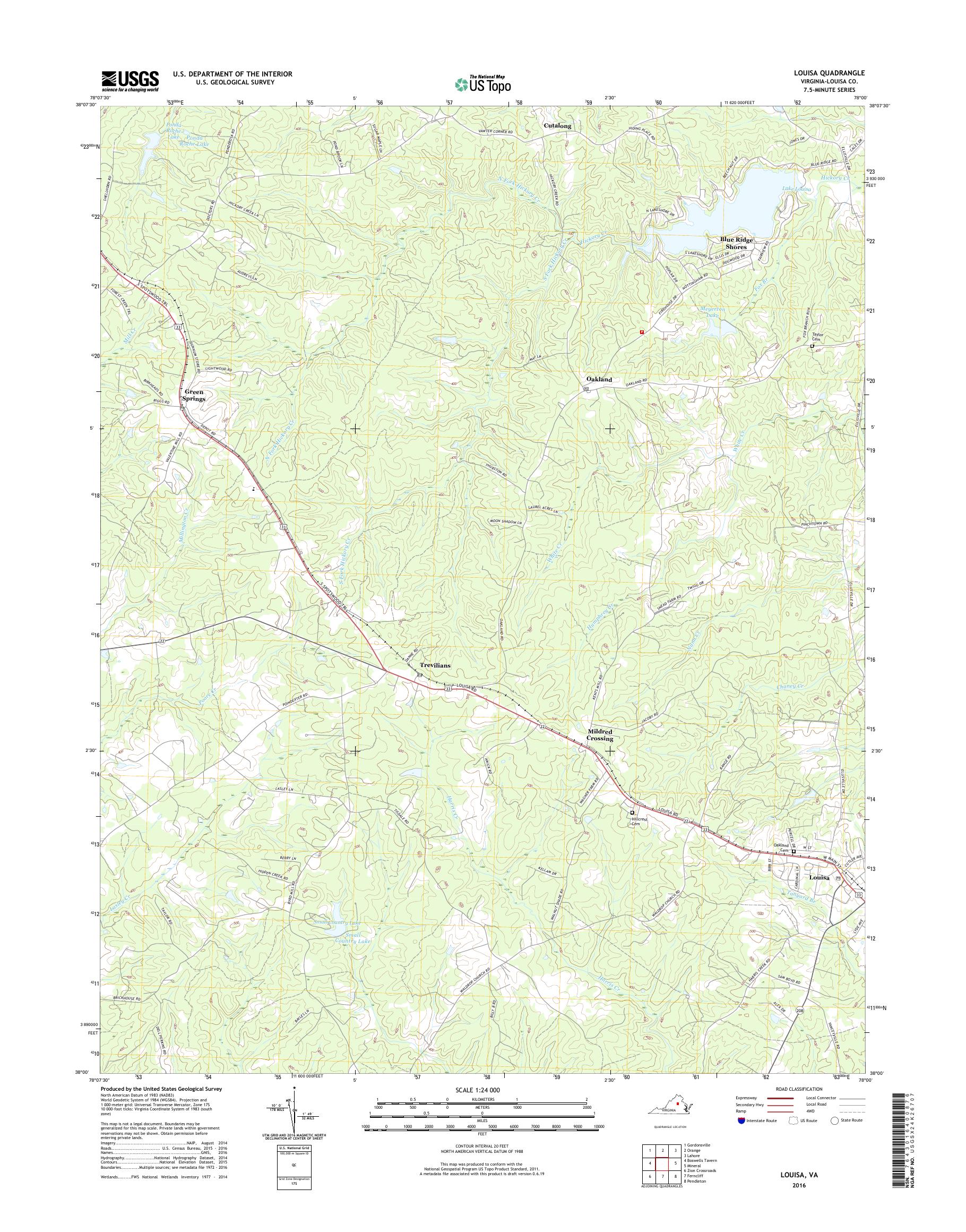 MyTopo Louisa, Virginia USGS Quad Topo Map