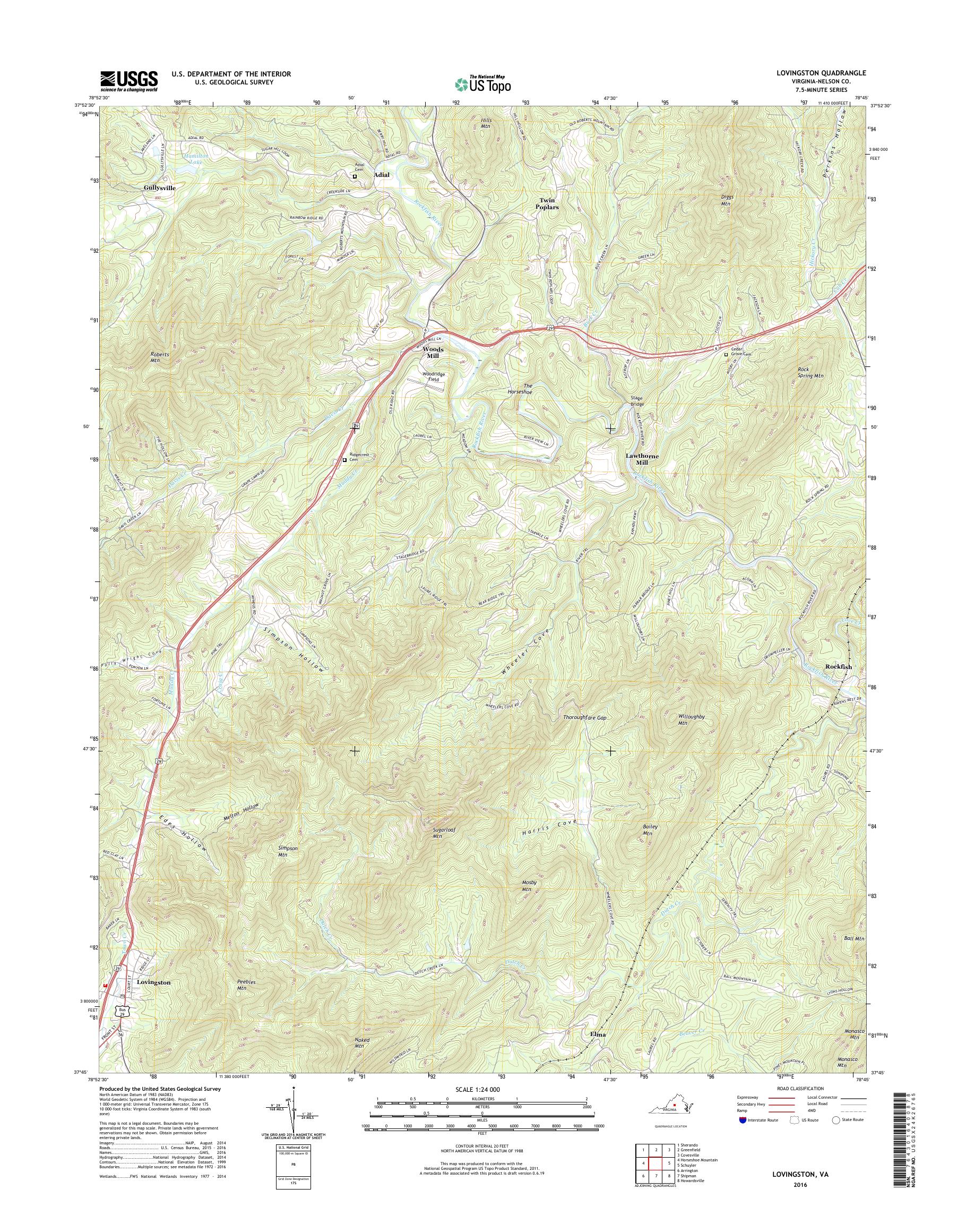 MyTopo Lovingston, Virginia USGS Quad Topo Map