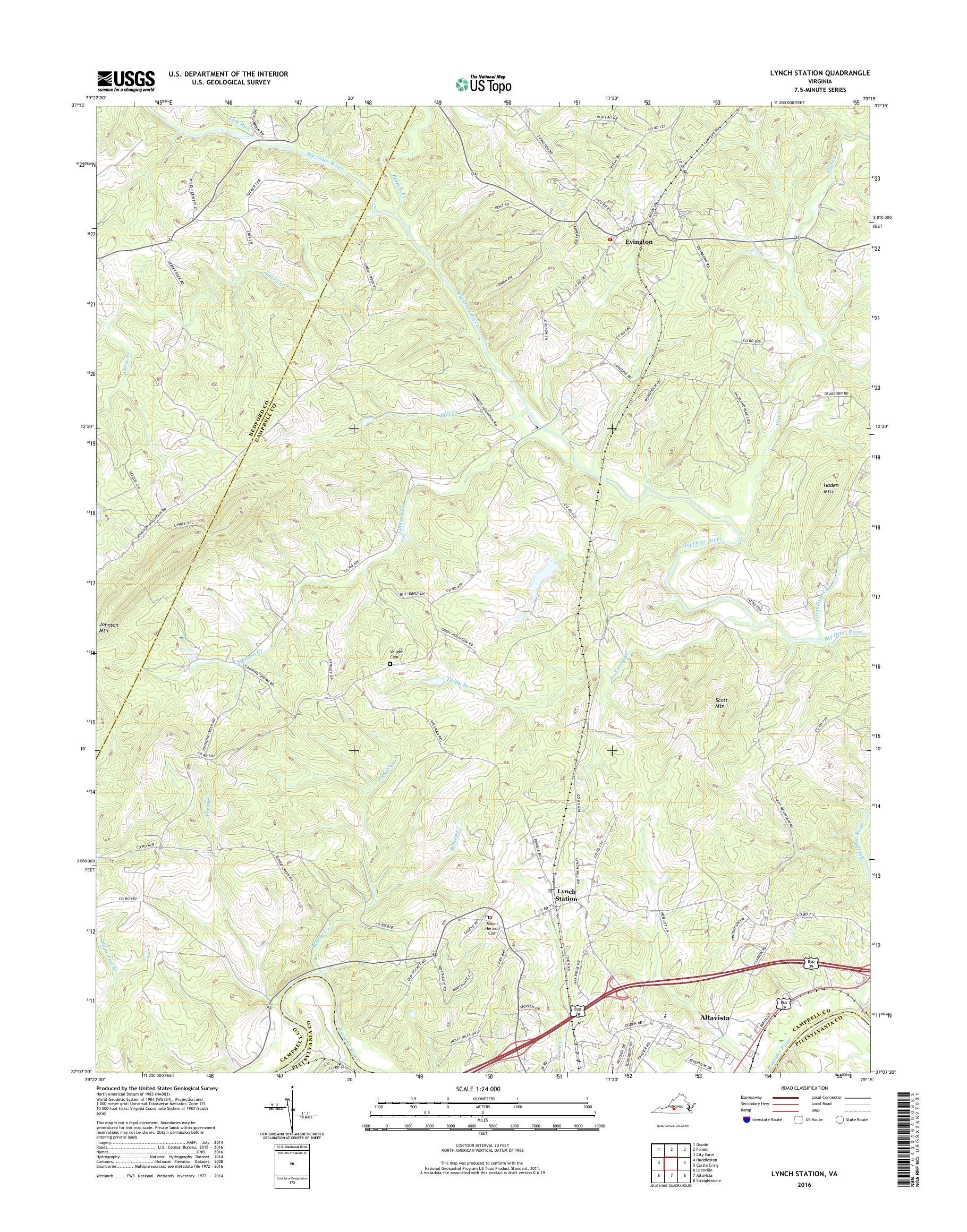 MyTopo Lynch Station, Virginia USGS Quad Topo Map