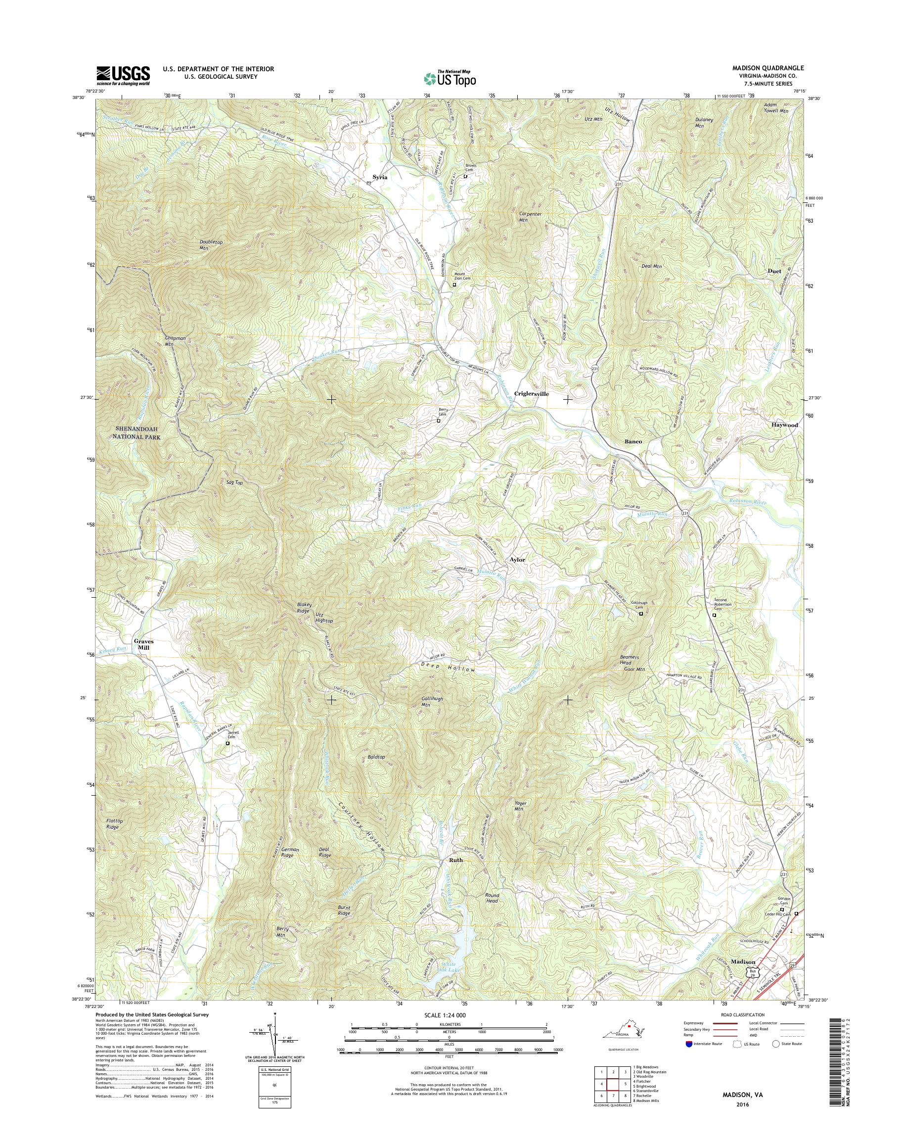 MyTopo Madison, Virginia USGS Quad Topo Map