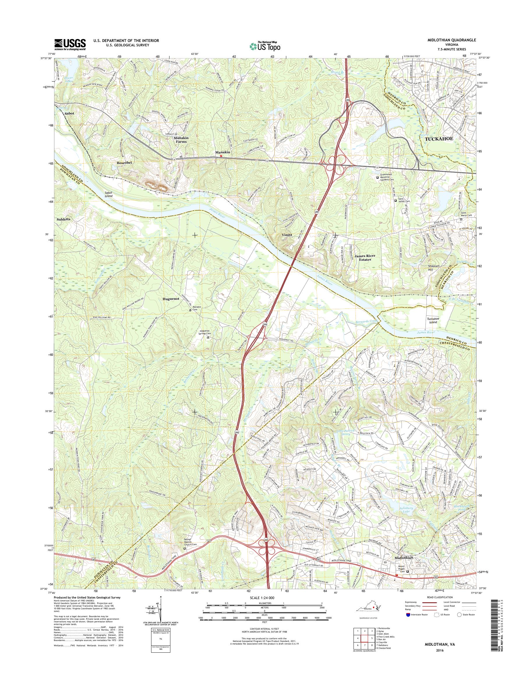 MyTopo Midlothian, Virginia USGS Quad Topo Map