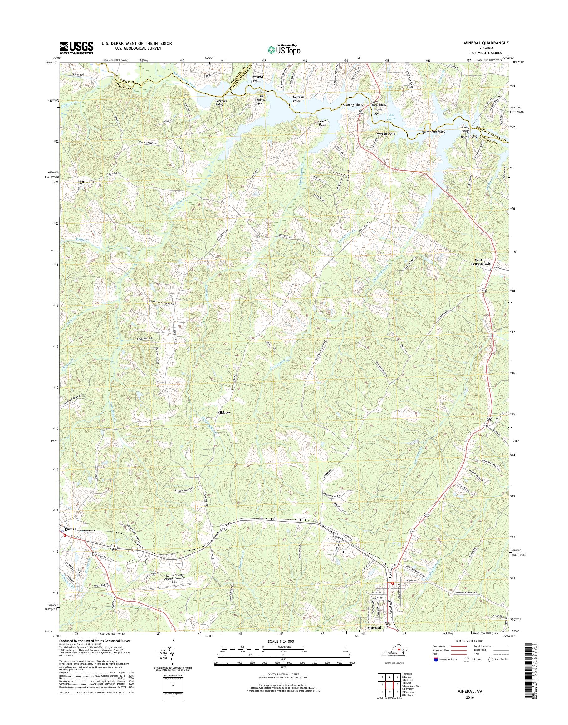 MyTopo Mineral, Virginia USGS Quad Topo Map