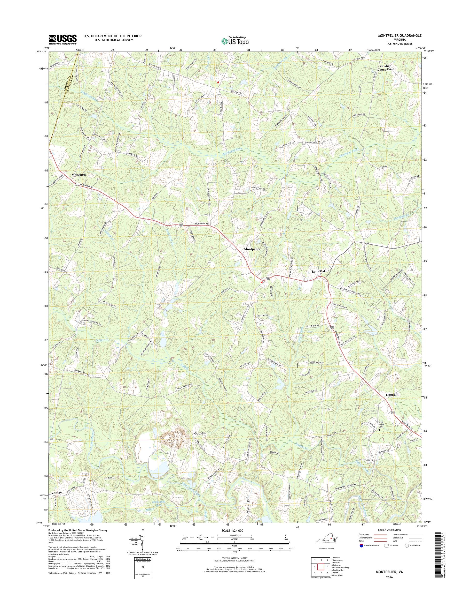 MyTopo Montpelier, Virginia USGS Quad Topo Map