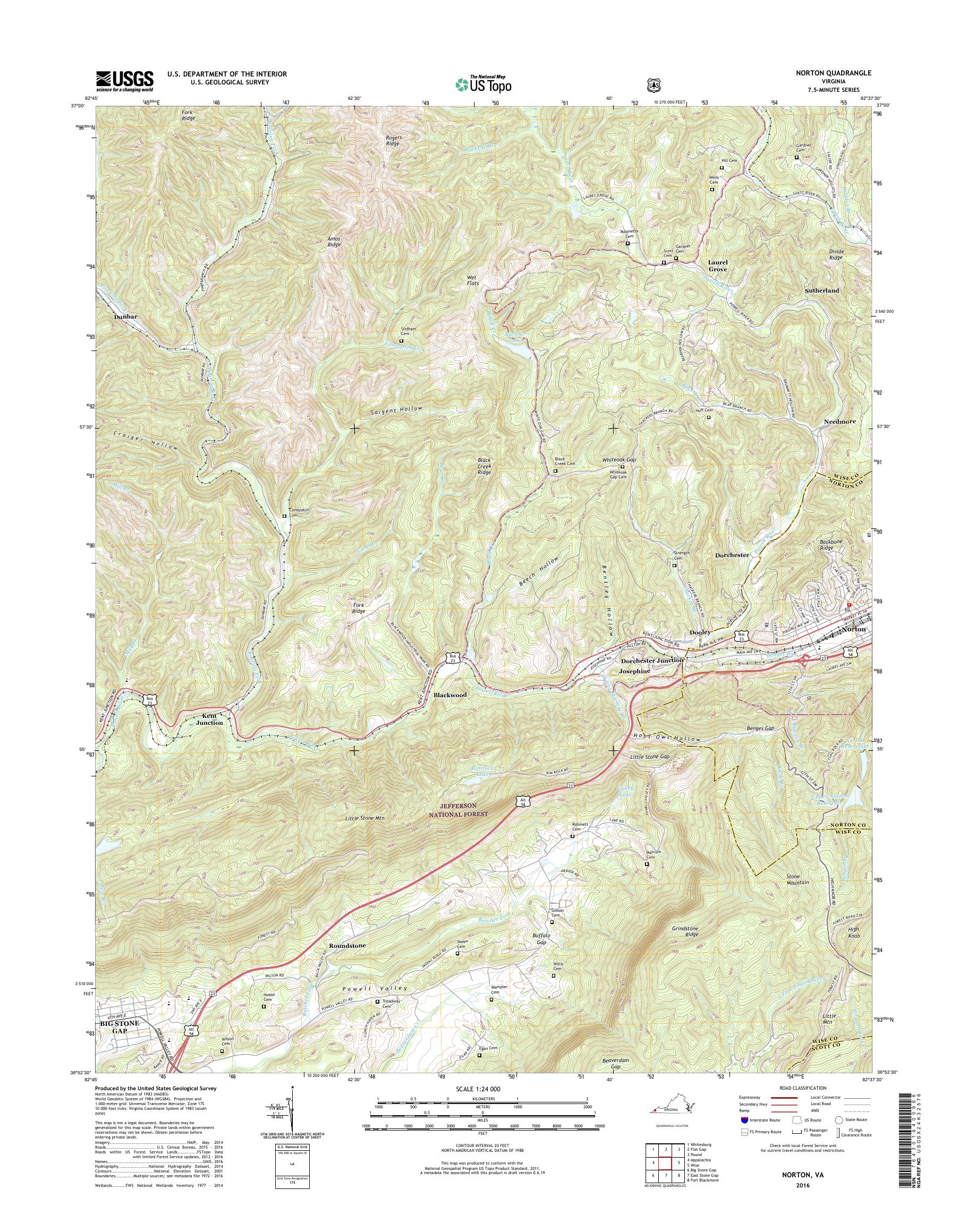 MyTopo Norton, Virginia USGS Quad Topo Map