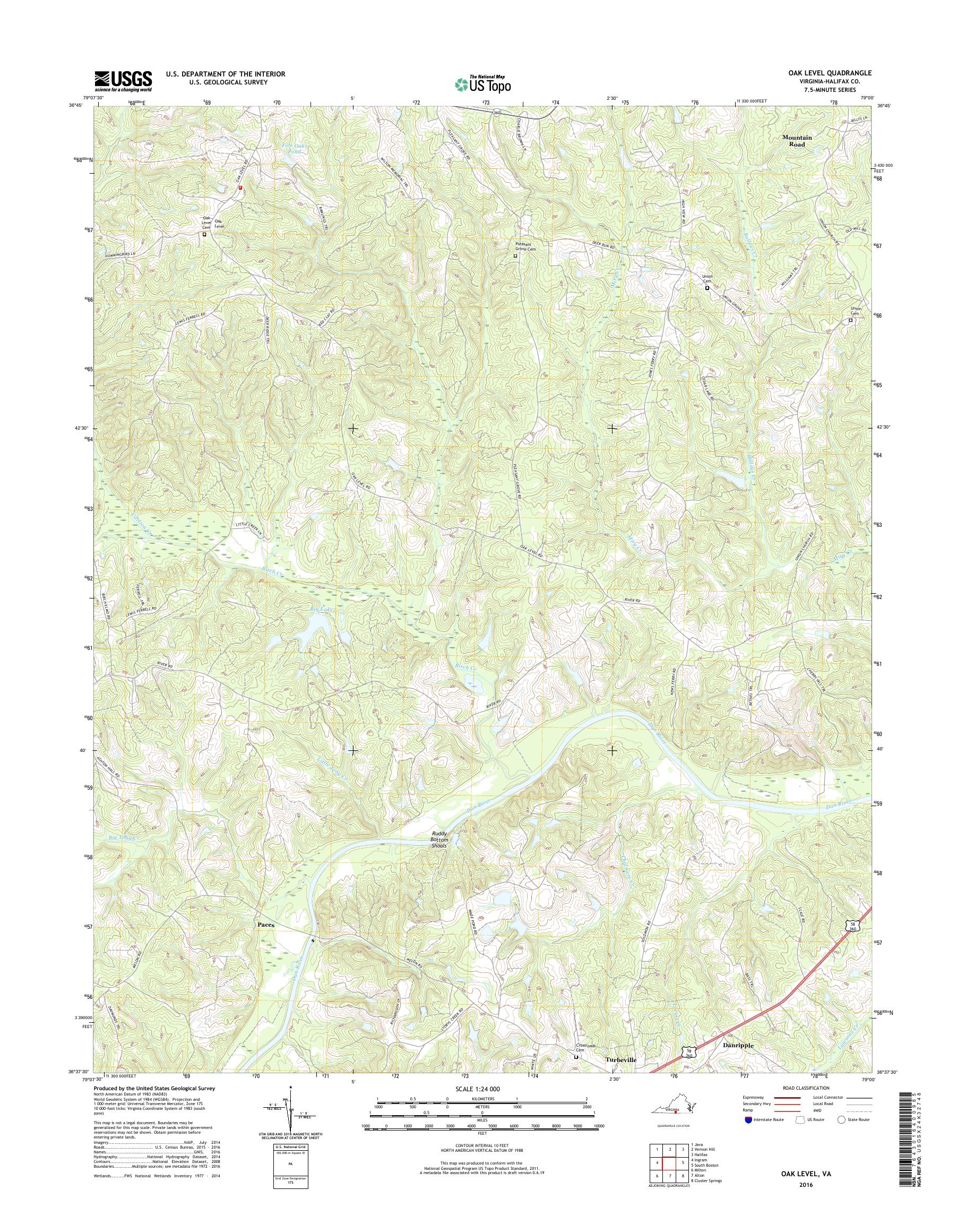 MyTopo Oak Level, Virginia USGS Quad Topo Map
