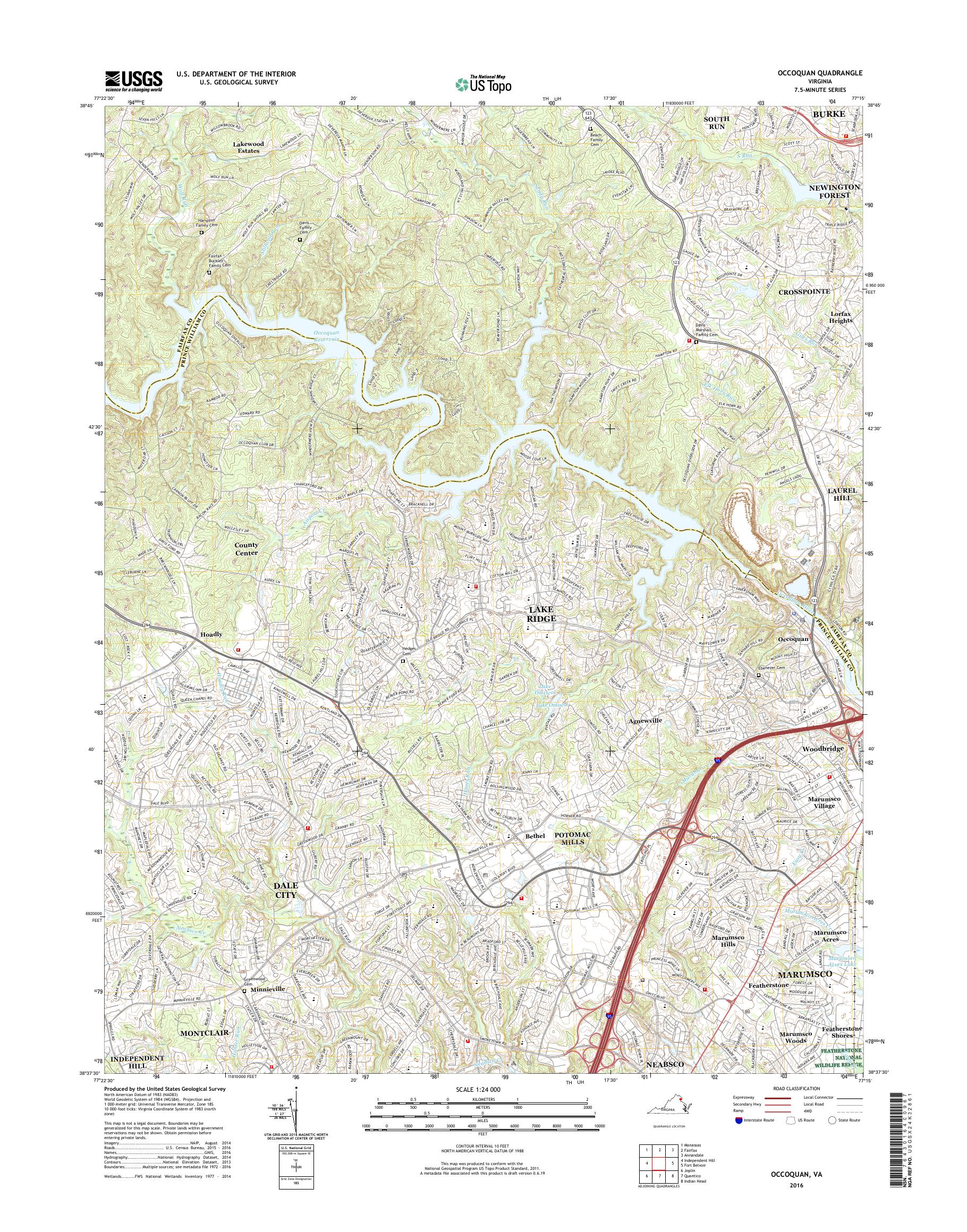 MyTopo Occoquan, Virginia USGS Quad Topo Map