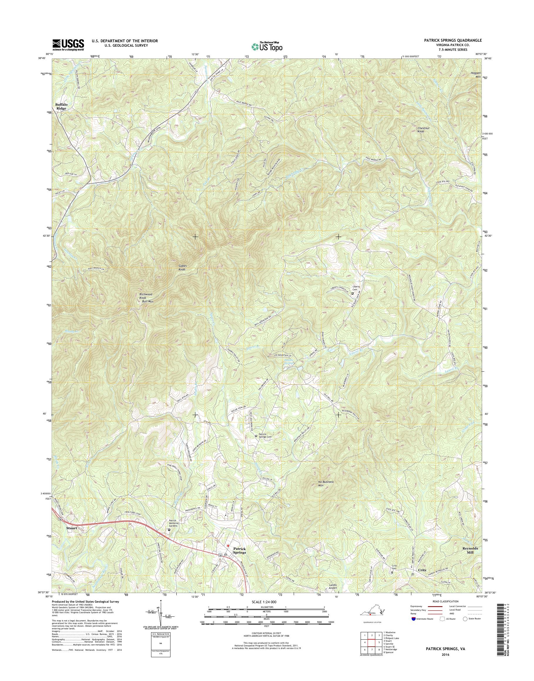 MyTopo Patrick Springs, Virginia USGS Quad Topo Map