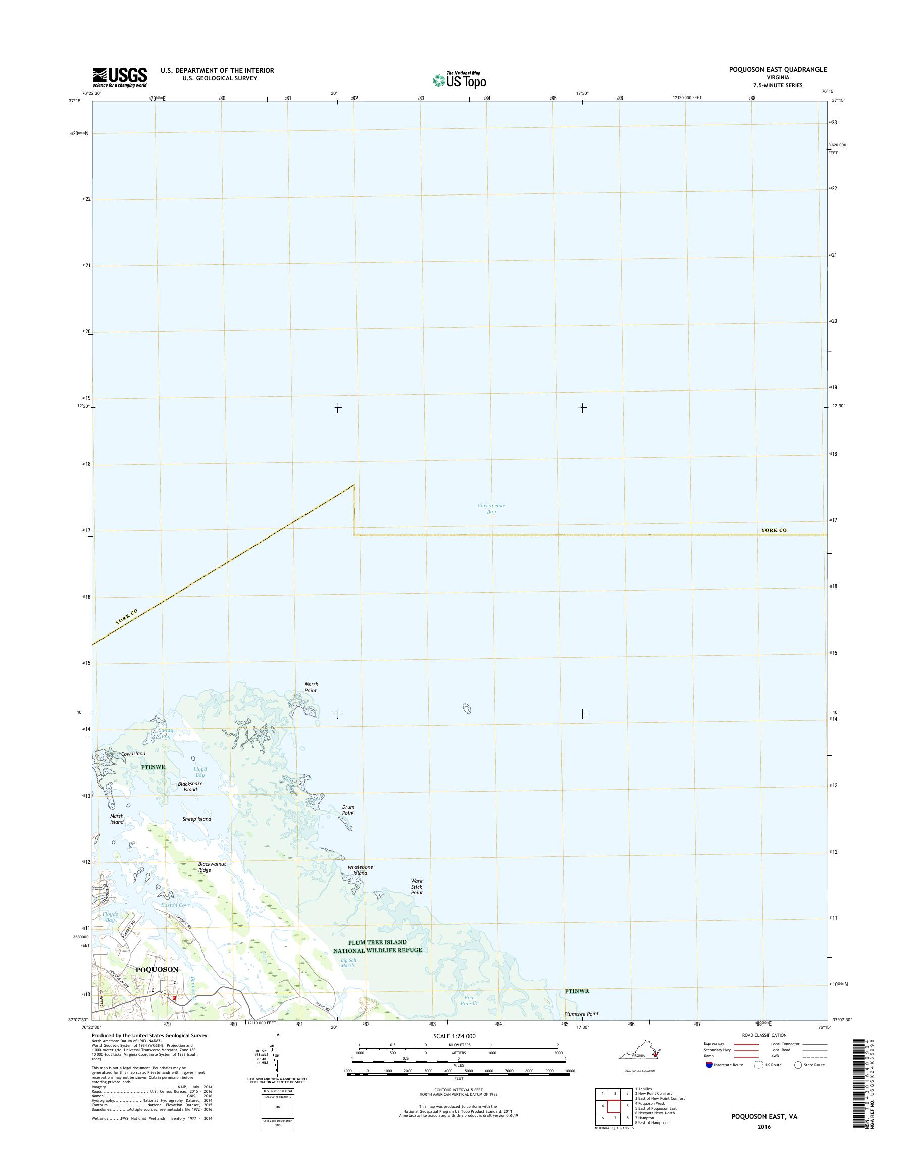 MyTopo Poquoson East, Virginia USGS Quad Topo Map