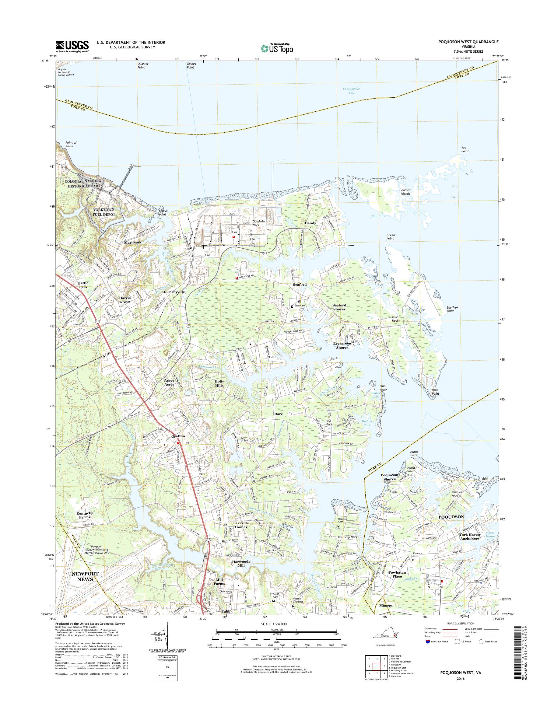 MyTopo Poquoson West, Virginia USGS Quad Topo Map