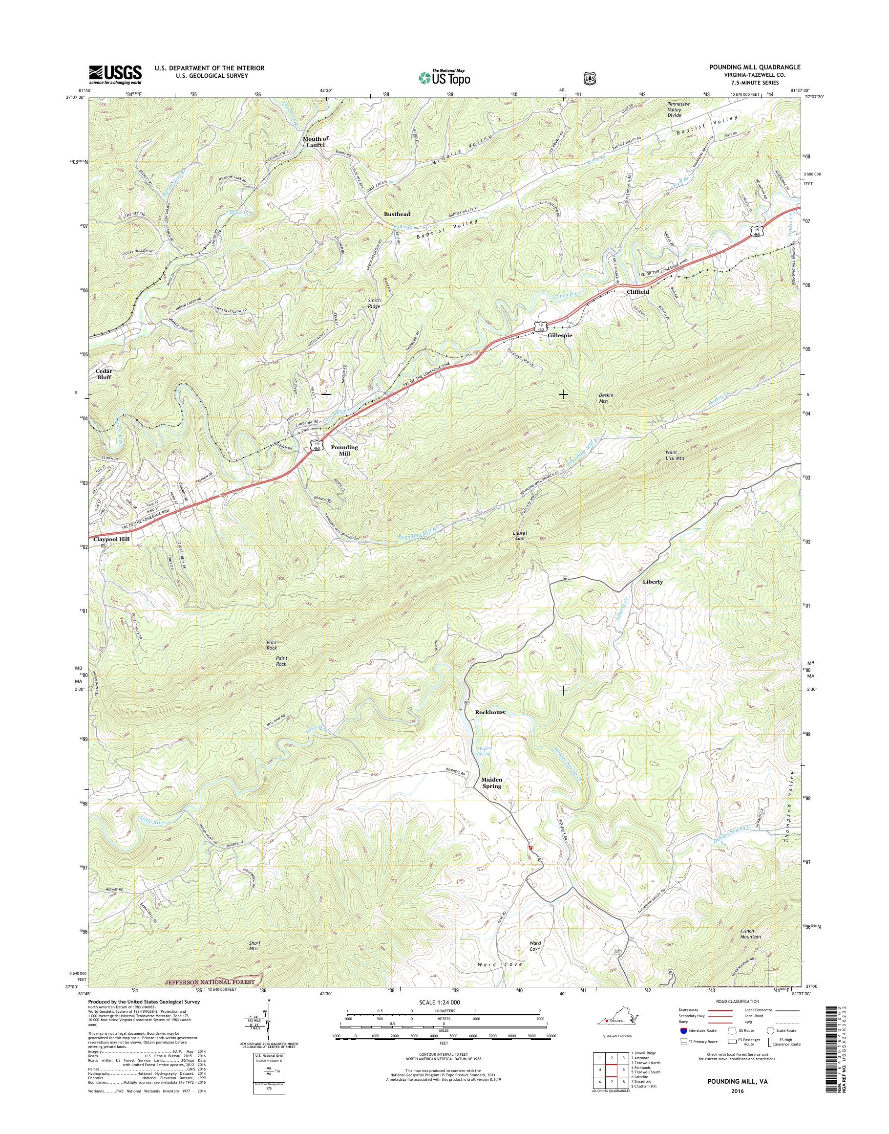 MyTopo Pounding Mill, Virginia USGS Quad Topo Map