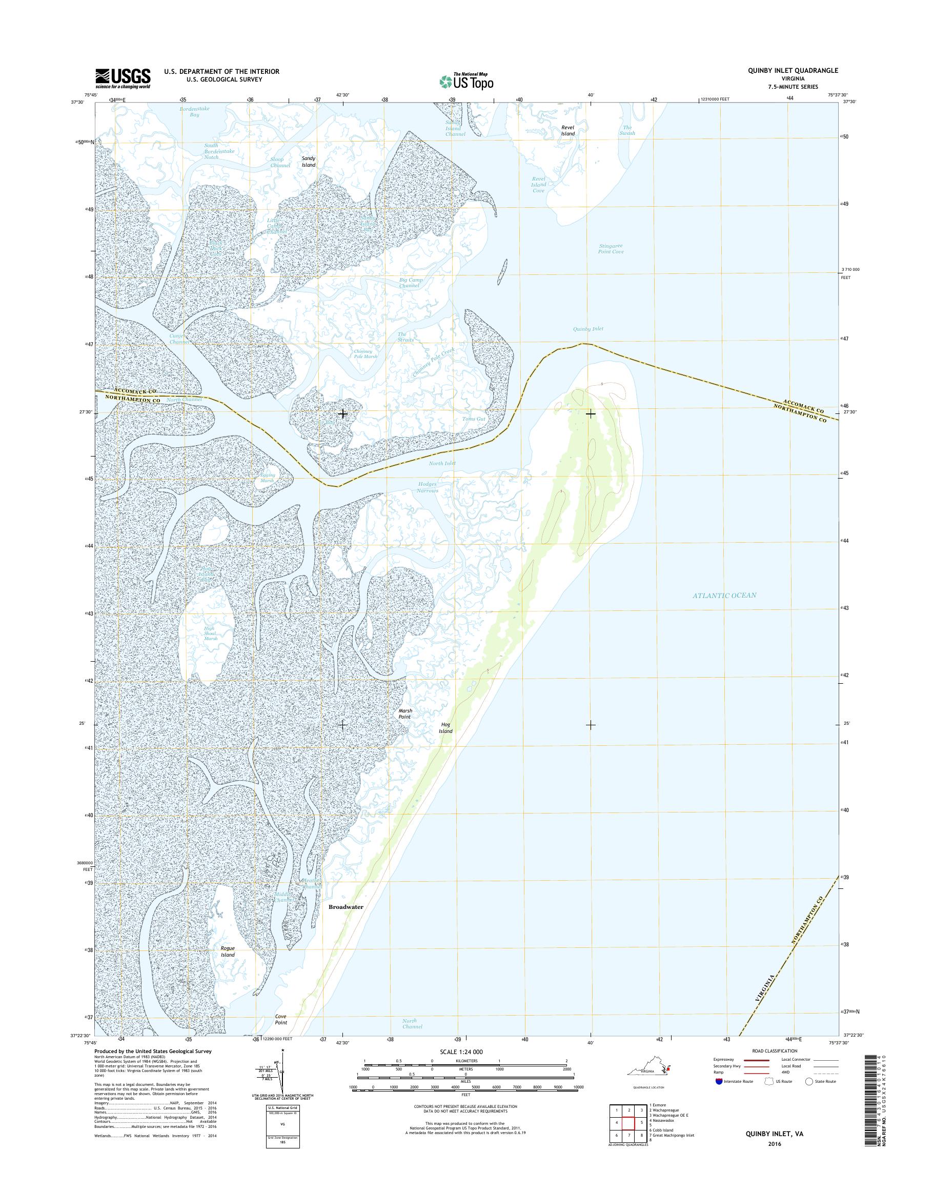 MyTopo Quinby Inlet, Virginia USGS Quad Topo Map