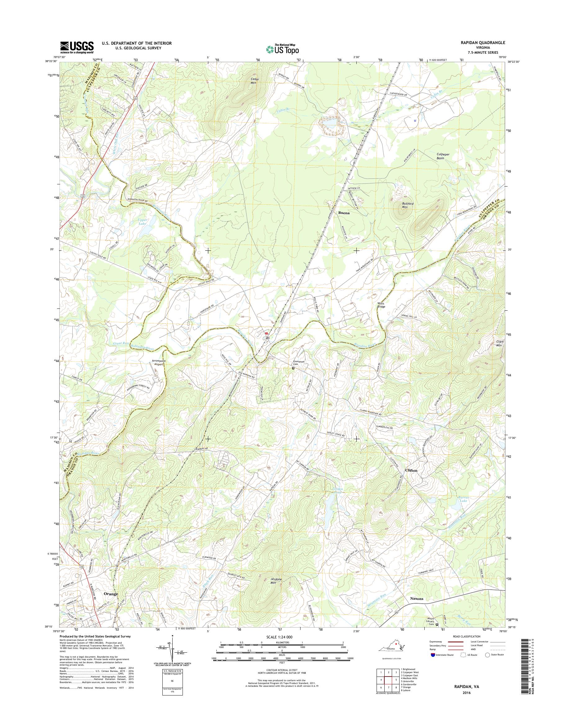 MyTopo Rapidan, Virginia USGS Quad Topo Map