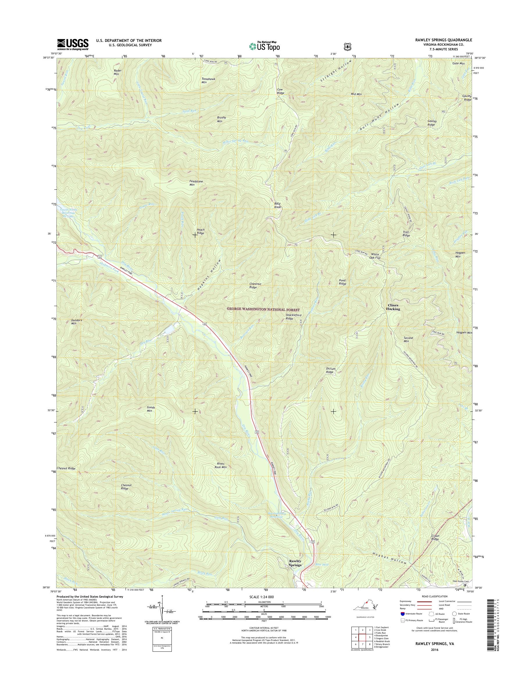 MyTopo Rawley Springs, Virginia USGS Quad Topo Map