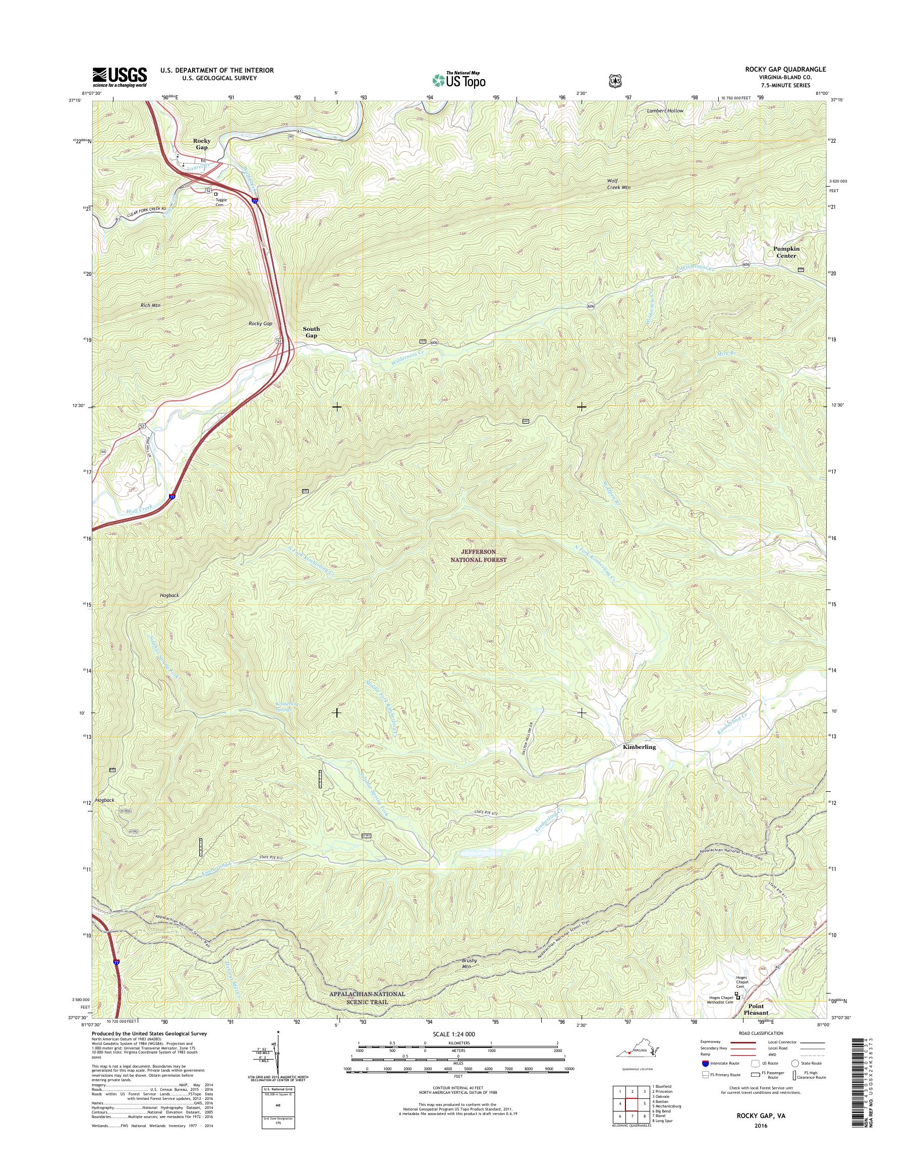 MyTopo Rocky Gap, Virginia USGS Quad Topo Map