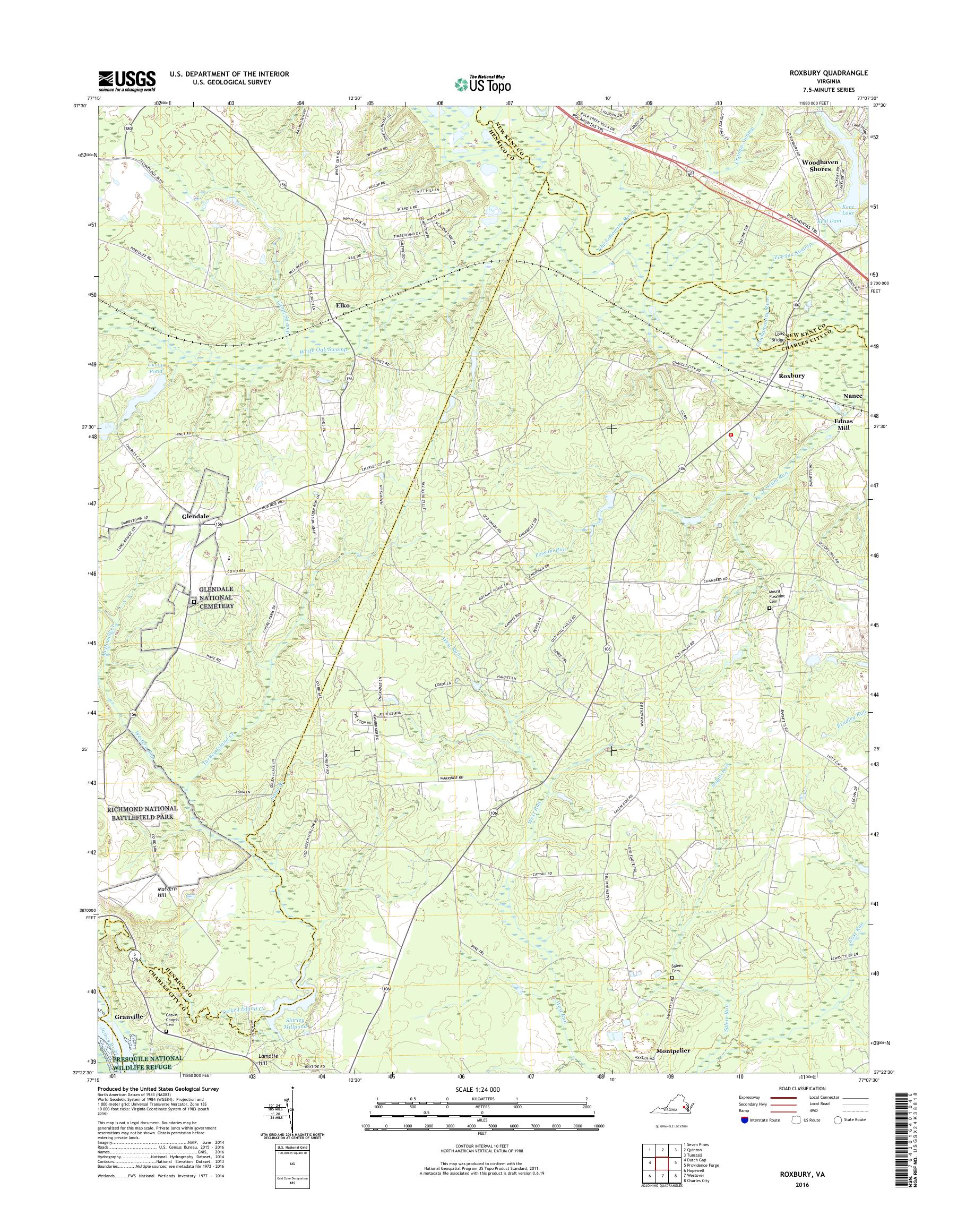 MyTopo Roxbury, Virginia USGS Quad Topo Map
